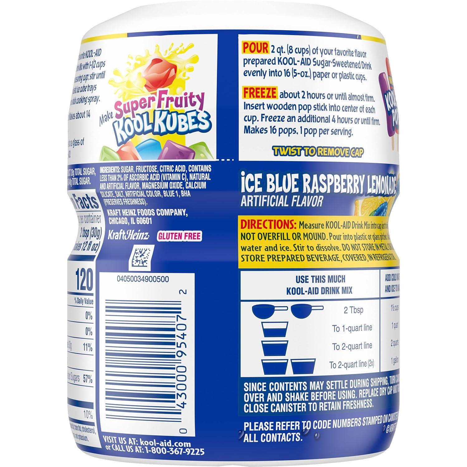 image:imageKoolAid Caffeine Free Cherry Sweetened Powdered Drink Mix 12 Count 19 oz CanistersBlue Raspberry Lemonade