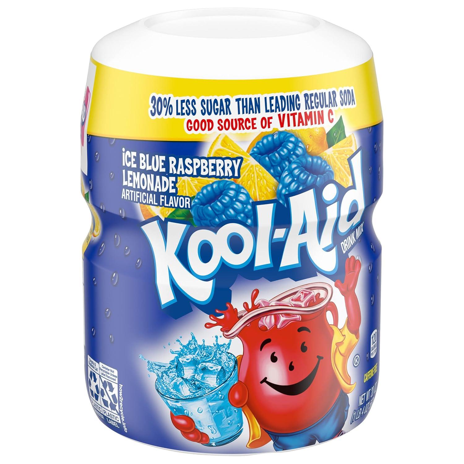 image:imageKoolAid Caffeine Free Cherry Sweetened Powdered Drink Mix 12 Count 19 oz CanistersBlue Raspberry Lemonade