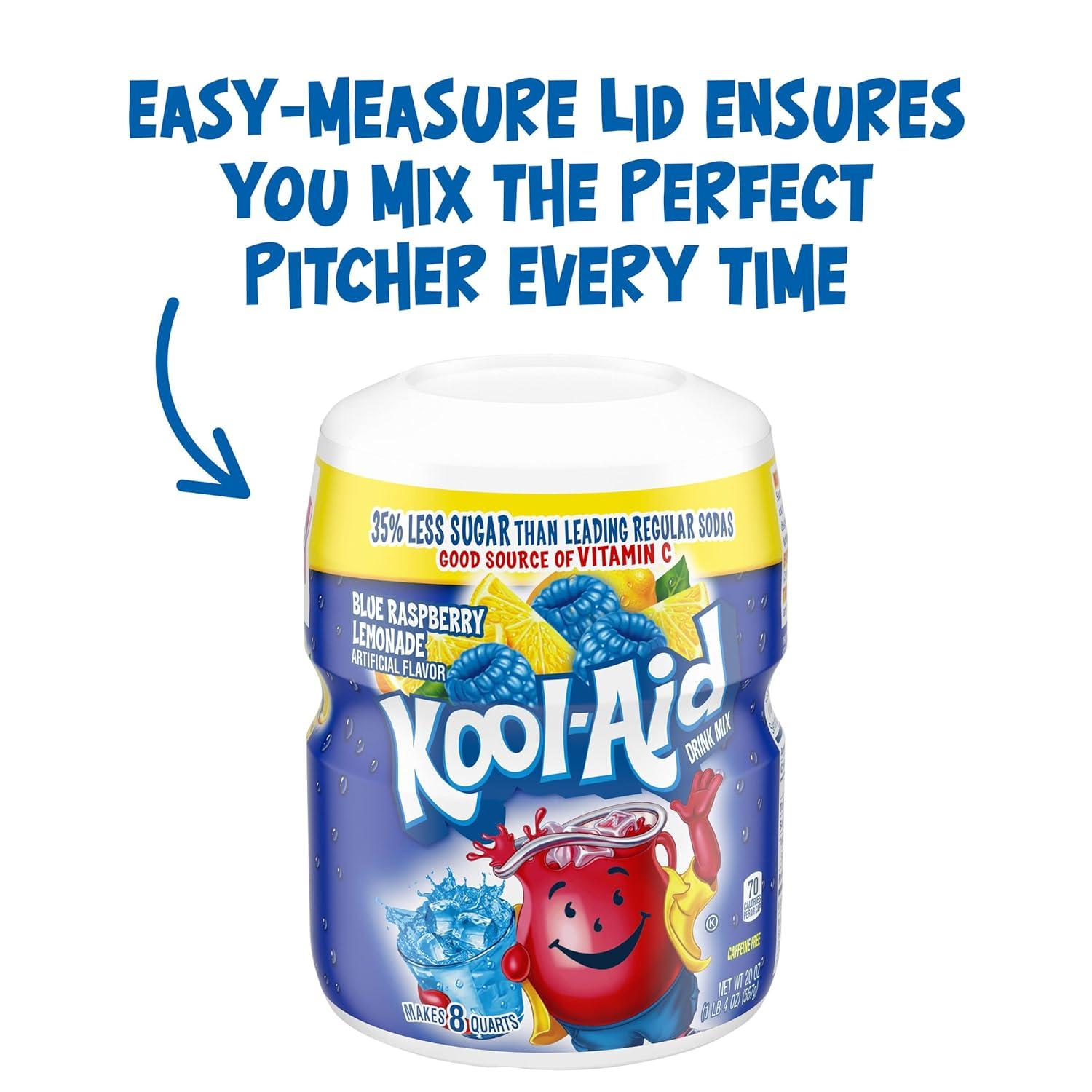 image:imageKoolAid Caffeine Free Cherry Sweetened Powdered Drink Mix 12 Count 19 oz CanistersBlue Raspberry Lemonade