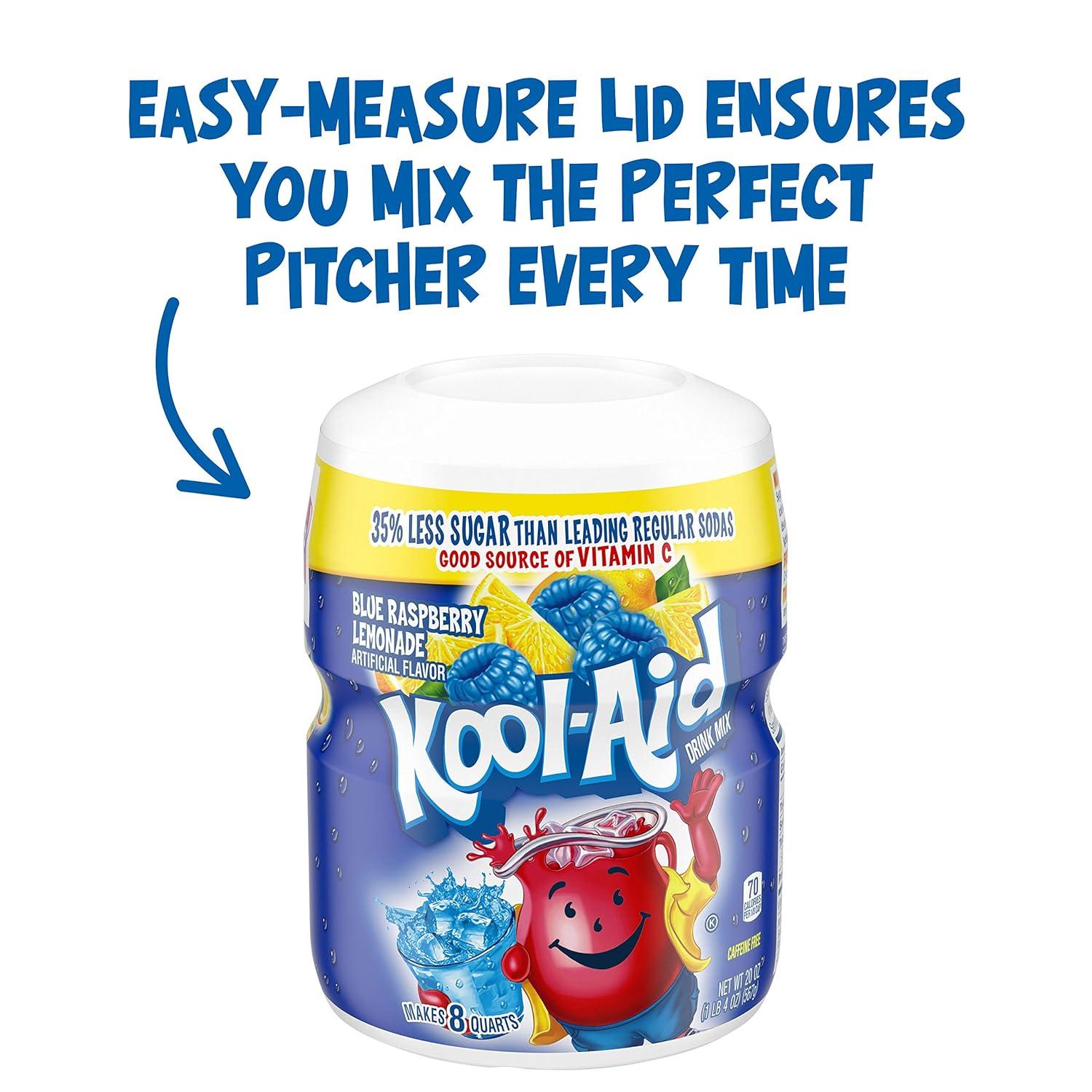 image:imageKoolAid Caffeine Free Cherry Sweetened Powdered Drink Mix 12 Count 19 oz CanistersBlue Raspberry Lemonade