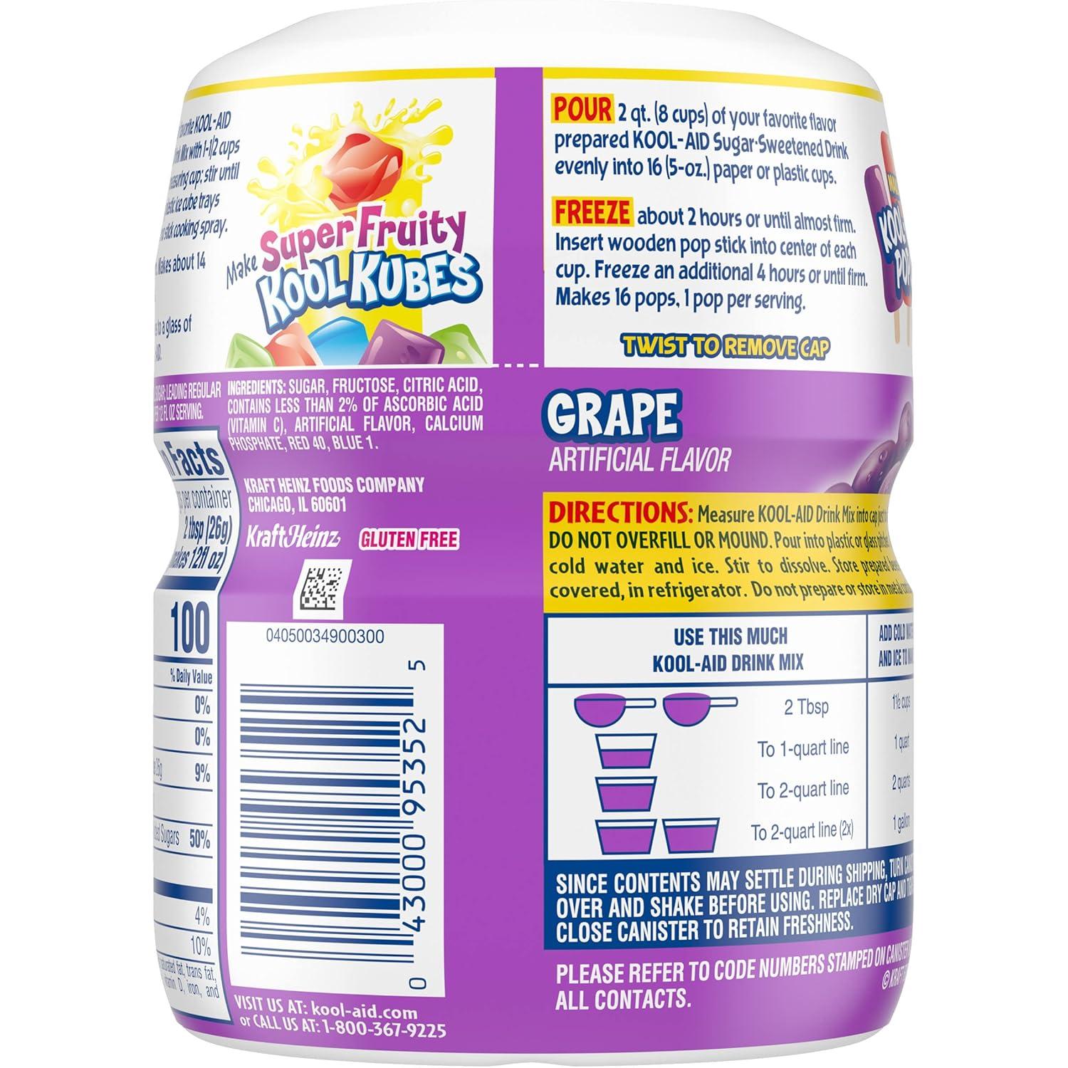 image:imageKoolAid Caffeine Free Cherry Sweetened Powdered Drink Mix 12 Count 19 oz CanistersGrape