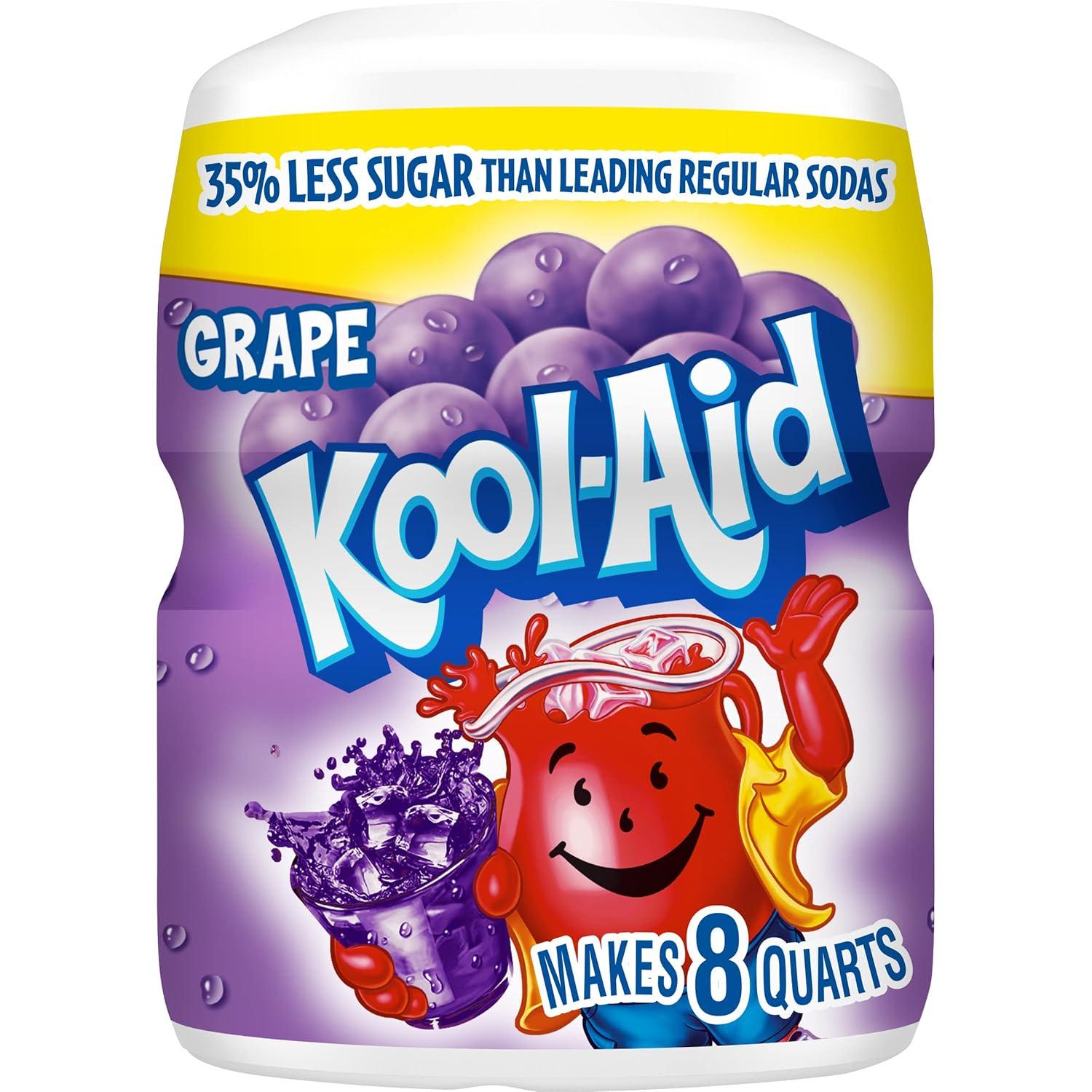 image:imageKoolAid Caffeine Free Cherry Sweetened Powdered Drink Mix 12 Count 19 oz CanistersGrape