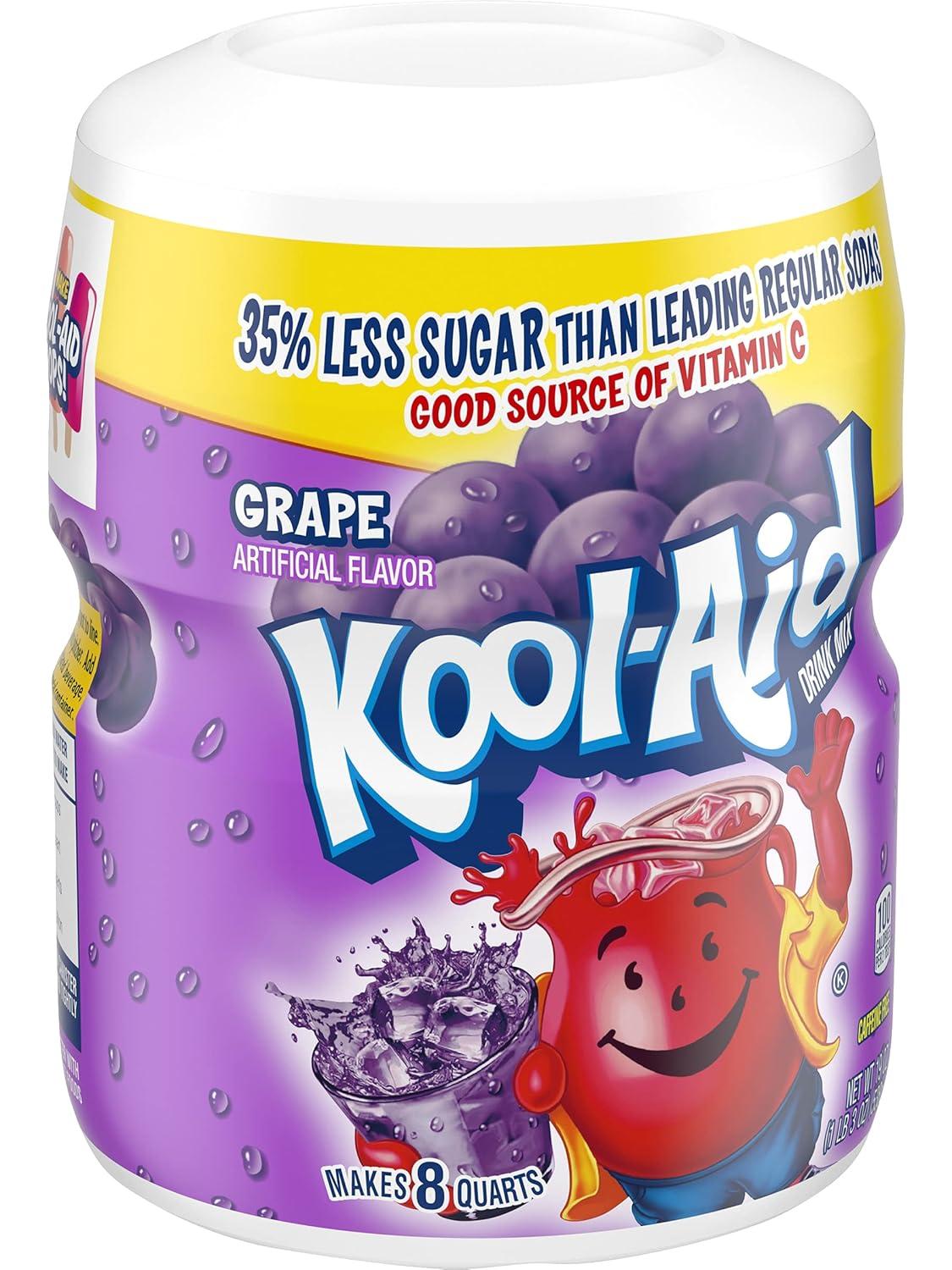 image:imageKoolAid Caffeine Free Cherry Sweetened Powdered Drink Mix 12 Count 19 oz CanistersGrape