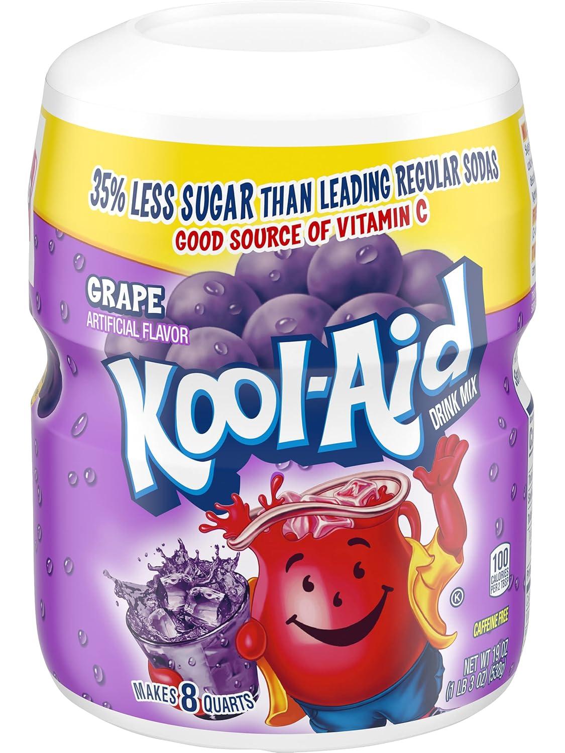 image:imageKoolAid Caffeine Free Cherry Sweetened Powdered Drink Mix 12 Count 19 oz CanistersGrape
