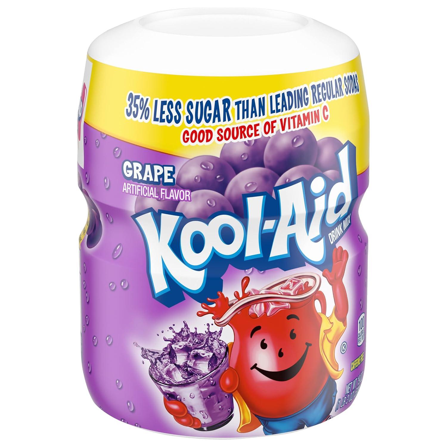 image:imageKoolAid Caffeine Free Cherry Sweetened Powdered Drink Mix 12 Count 19 oz CanistersGrape