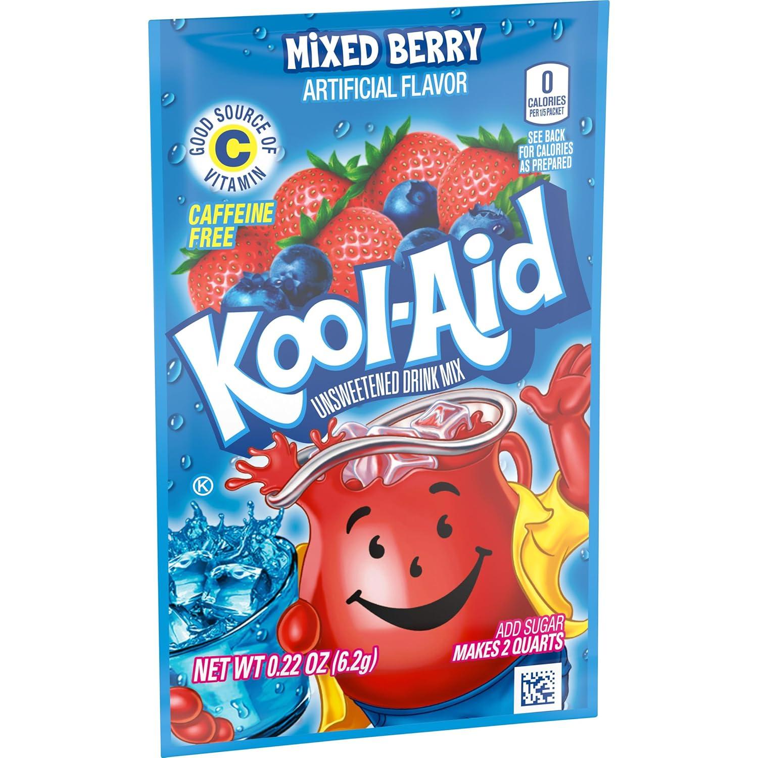 image:imageKoolAid Caffeine Free Cherry Sweetened Powdered Drink Mix 12 Count 19 oz CanistersMixed Berry