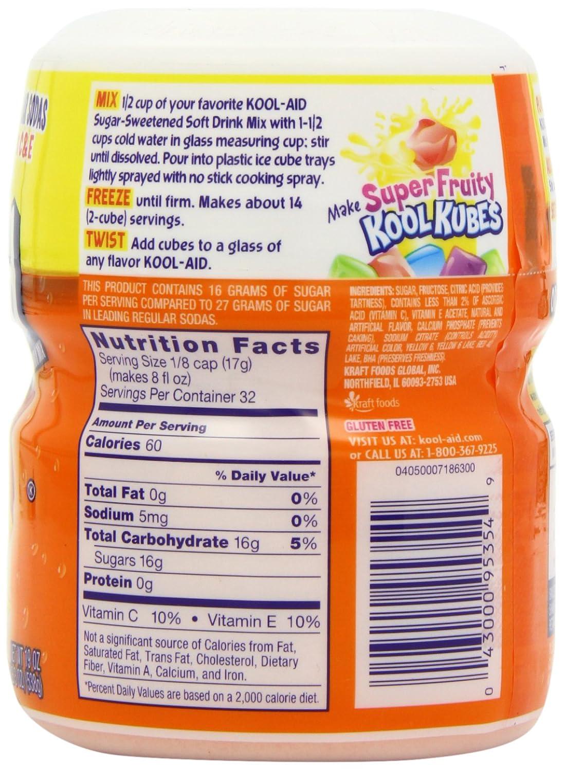 image:imageKoolAid Caffeine Free Cherry Sweetened Powdered Drink Mix 12 Count 19 oz CanistersOrange
