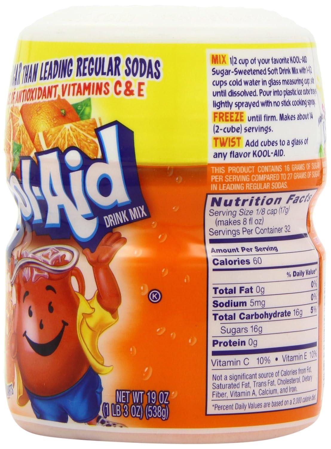 image:imageKoolAid Caffeine Free Cherry Sweetened Powdered Drink Mix 12 Count 19 oz CanistersOrange