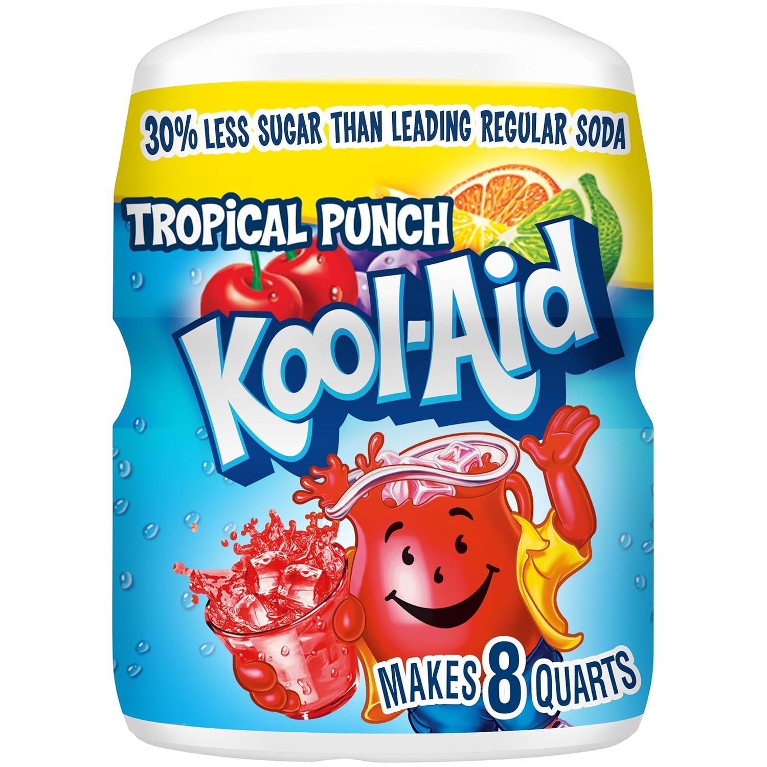 image:imageKoolAid Caffeine Free Cherry Sweetened Powdered Drink Mix 12 Count 19 oz CanistersTropical Punch