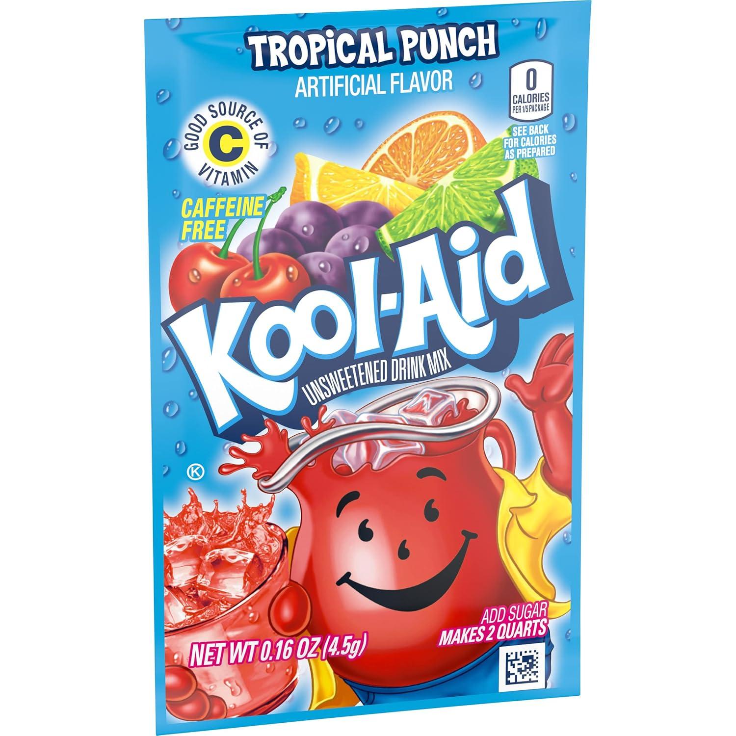 image:imageKoolAid Caffeine Free Cherry Sweetened Powdered Drink Mix 12 Count 19 oz CanistersTropical Punch