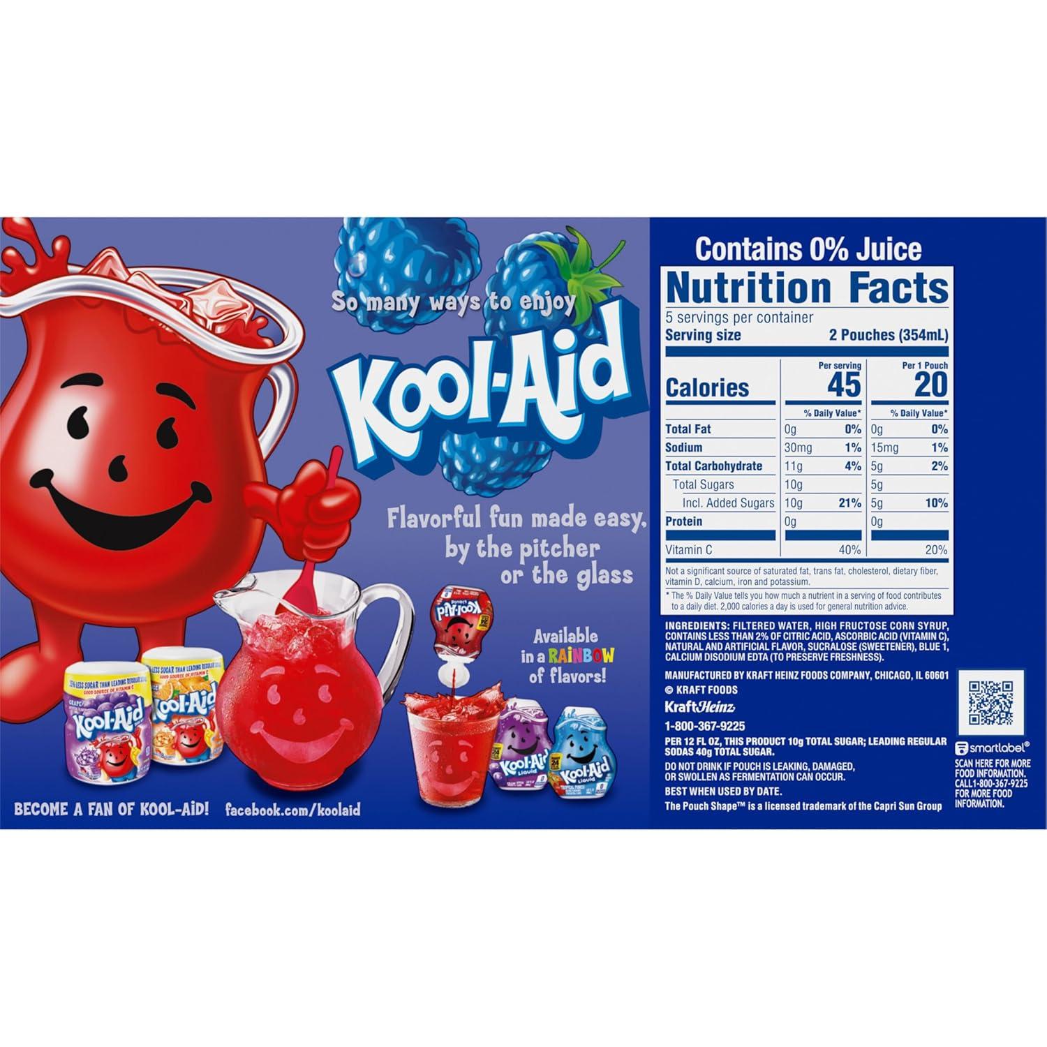 image:imageKoolAid Jammers Grape Artificially Flavored Soft Drink 40 ct Pack 4 Boxes of 10 PouchesBlue Raspberry