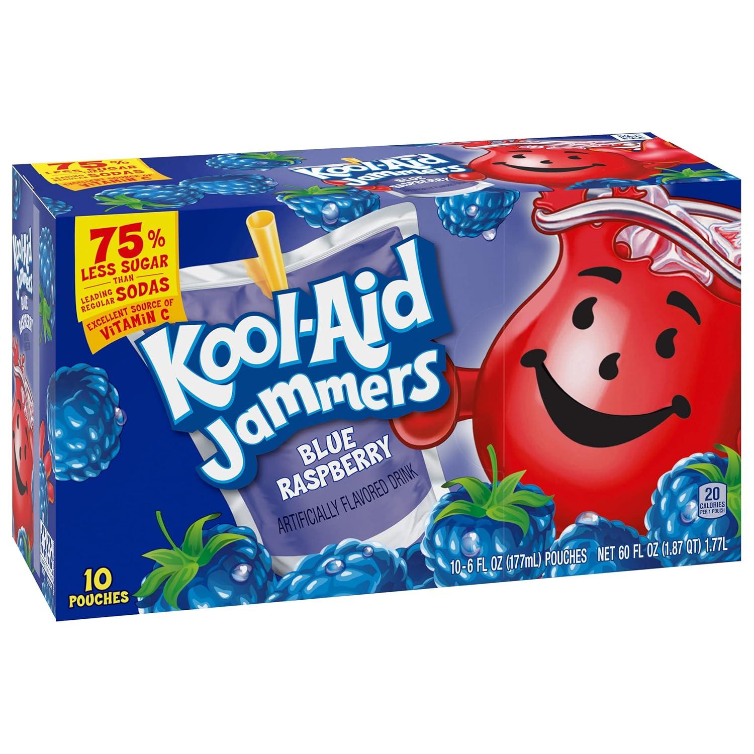 image:imageKoolAid Jammers Grape Artificially Flavored Soft Drink 40 ct Pack 4 Boxes of 10 PouchesBlue Raspberry