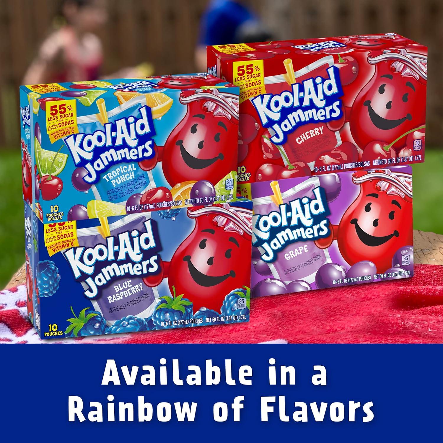 image:imageKoolAid Jammers Grape Artificially Flavored Soft Drink 40 ct Pack 4 Boxes of 10 PouchesBlue Raspberry