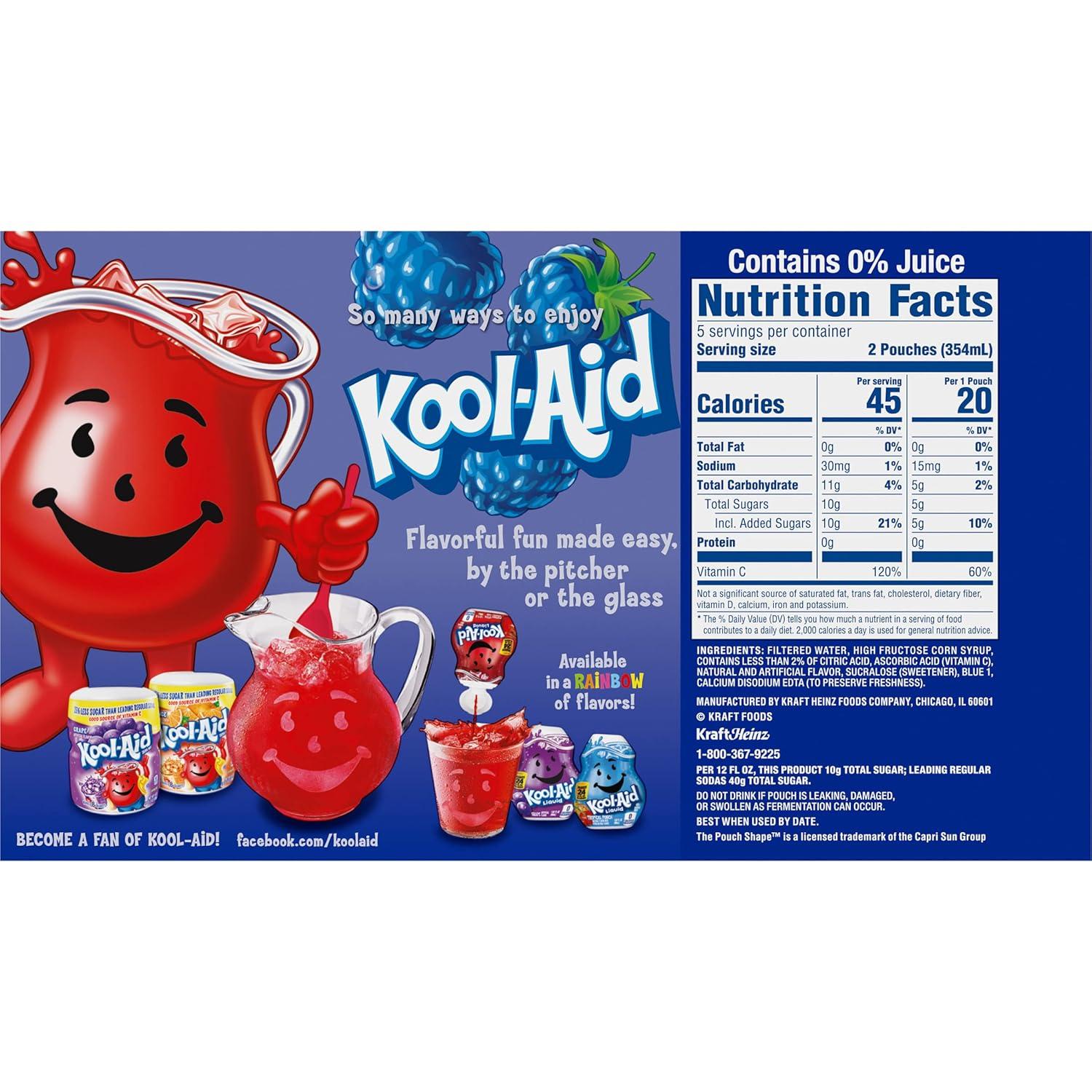 image:imageKoolAid Jammers Grape Artificially Flavored Soft Drink 40 ct Pack 4 Boxes of 10 PouchesBlue Raspberry
