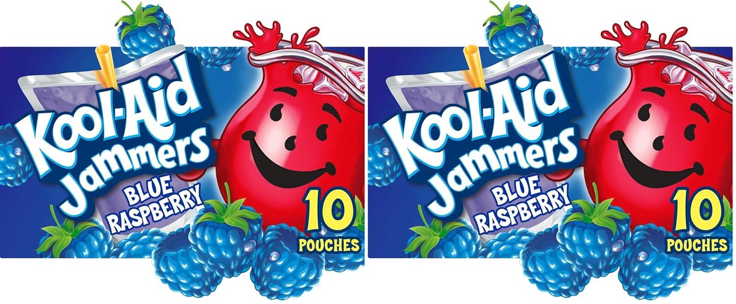 image:imageKoolAid Jammers Grape Artificially Flavored Soft Drink 40 ct Pack 4 Boxes of 10 PouchesBlue Raspberry