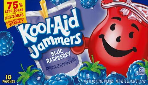 image:imageKoolAid Jammers Grape Artificially Flavored Soft Drink 40 ct Pack 4 Boxes of 10 PouchesBlue Raspberry