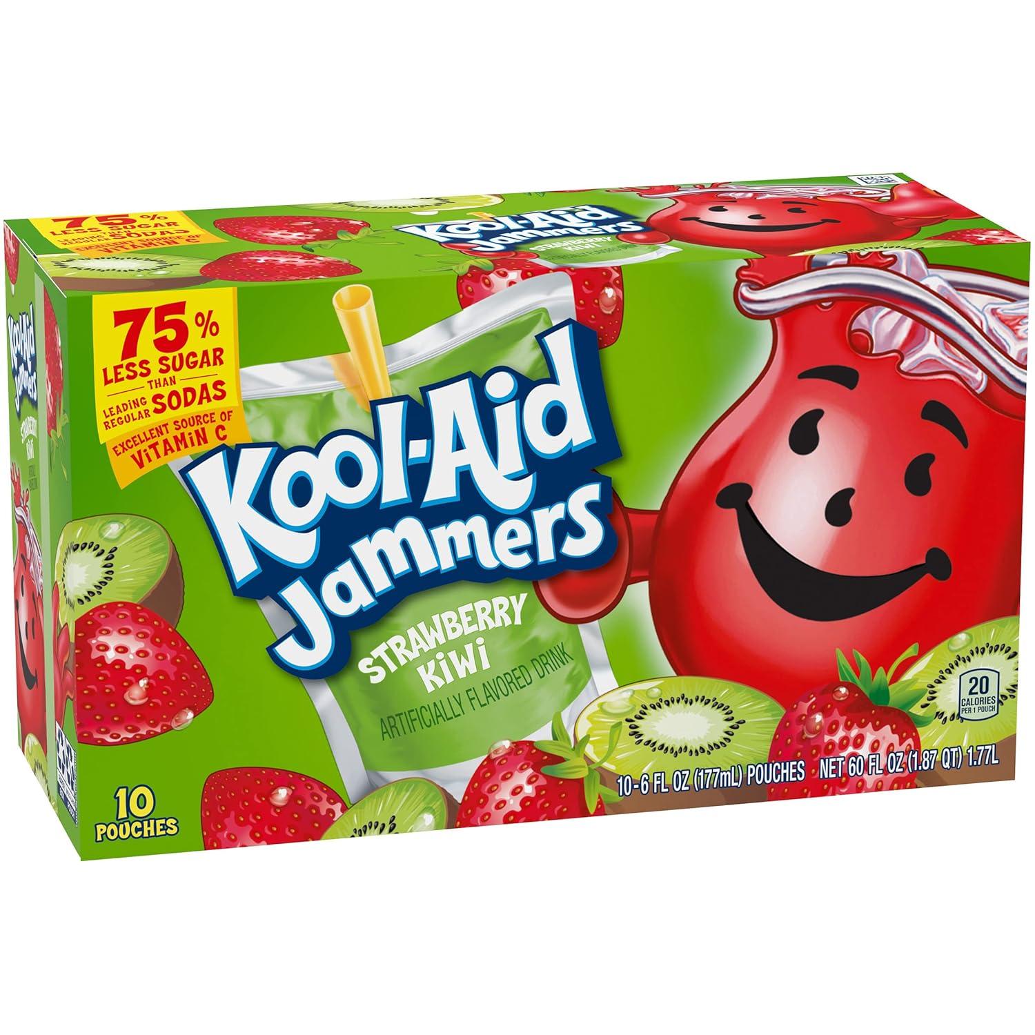 image:imageKoolAid Jammers Grape Artificially Flavored Soft Drink 40 ct Pack 4 Boxes of 10 PouchesStrawberry Kiwi