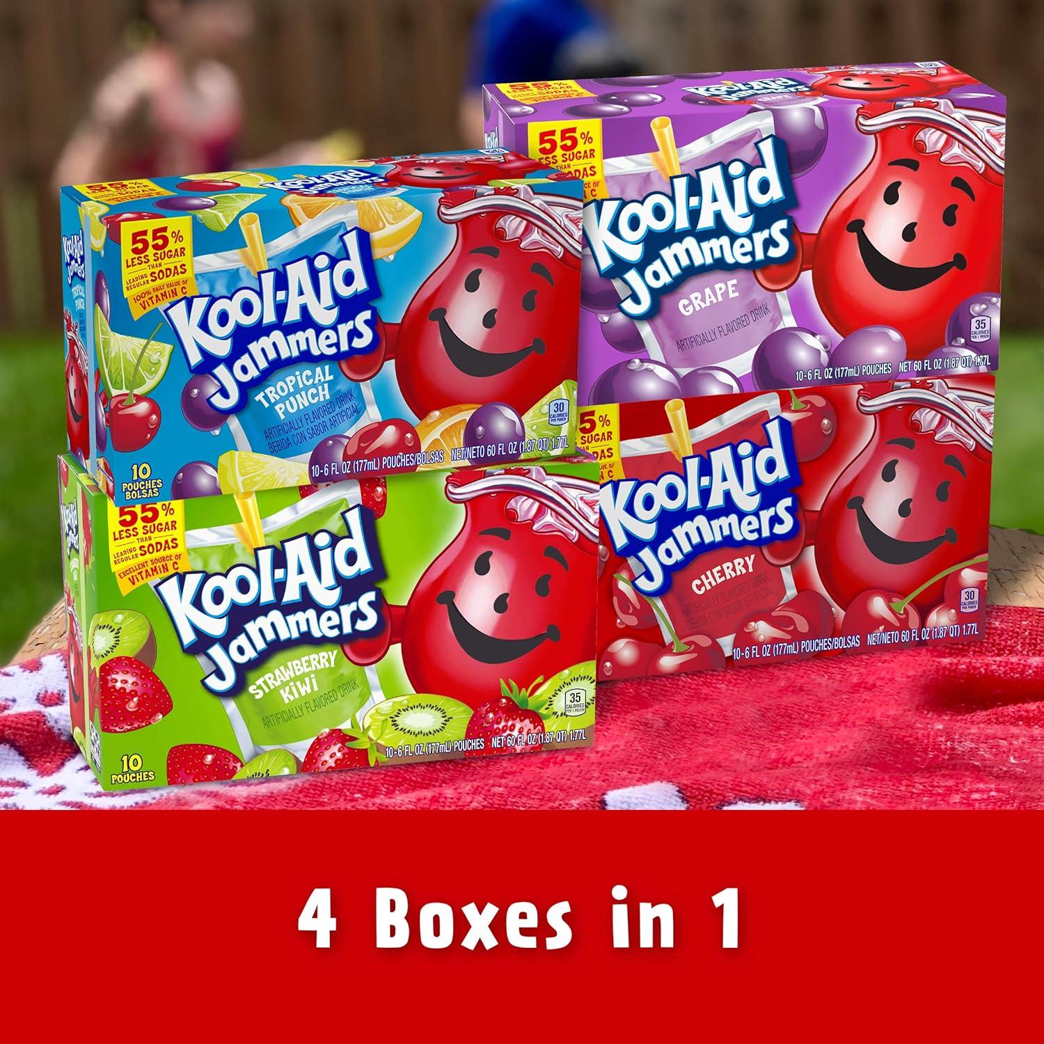 image:imageKoolAid Jammers Grape Artificially Flavored Soft Drink 40 ct Pack 4 Boxes of 10 PouchesVariety Pack