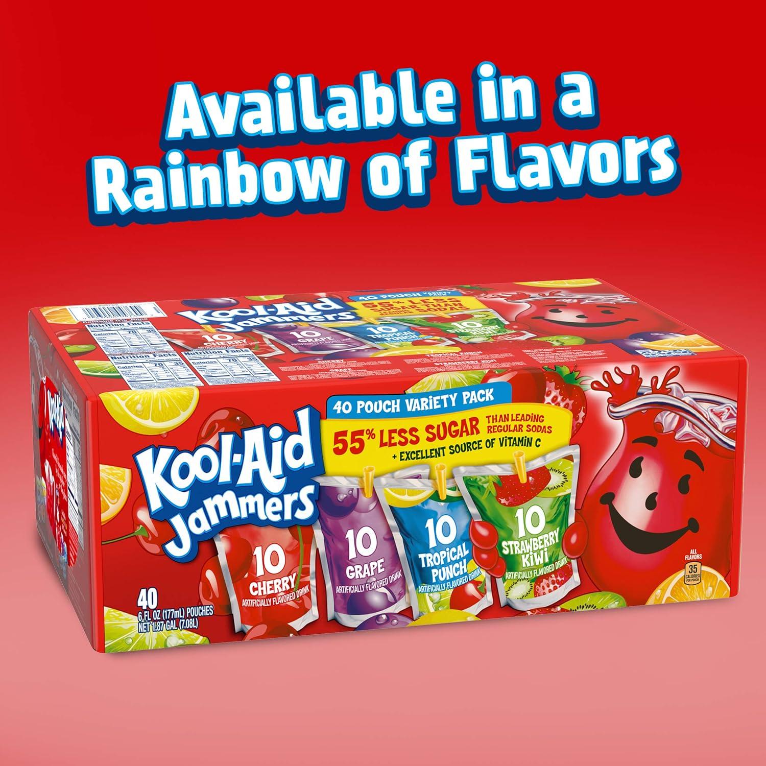 image:imageKoolAid Jammers Grape Artificially Flavored Soft Drink 40 ct Pack 4 Boxes of 10 PouchesVariety Pack