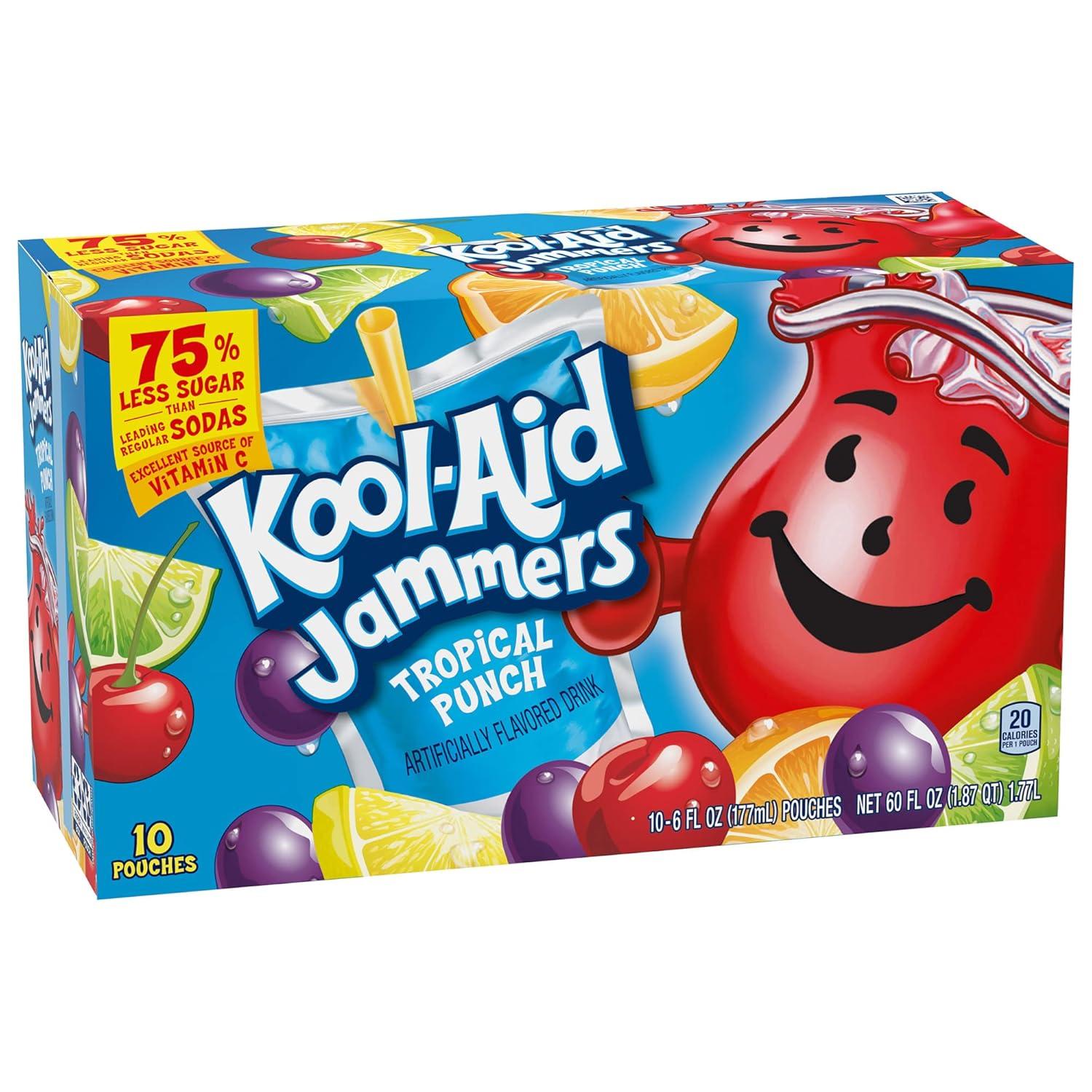image:imageKoolAid Jammers Tropical Punch Flavored Drink Value Pack 30 ct Box 6 fl oz PouchesTropical Punch