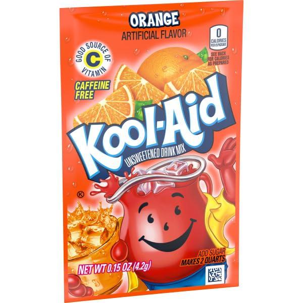 image:imageKoolAid Orange Unsweetened Soft Drink Mix 015Ounce Packets Pack of 96Orange