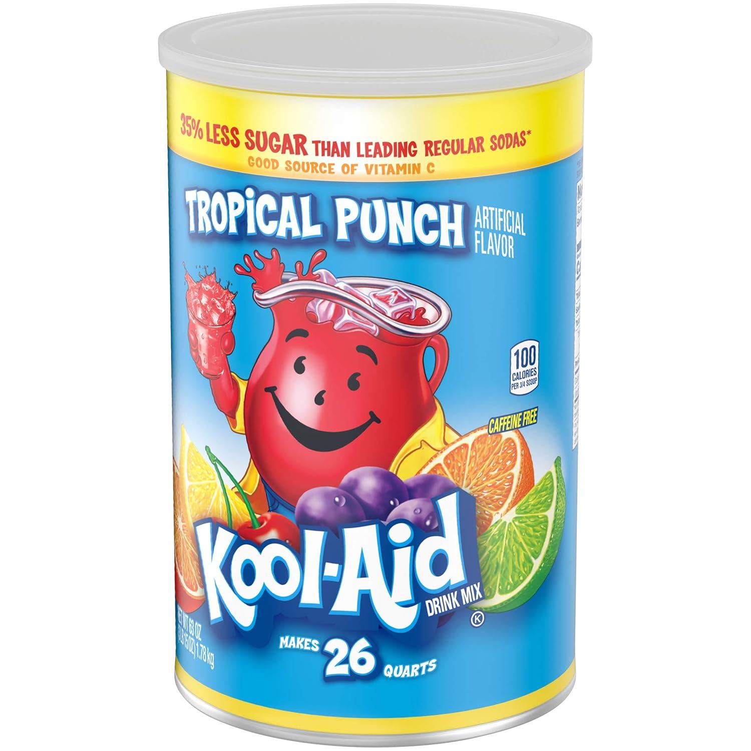 image:imageKoolAid SugarSweetened Cherry Artificially Flavored Powdered Soft Drink Mix 63 oz Pack of 6Tropical Punch