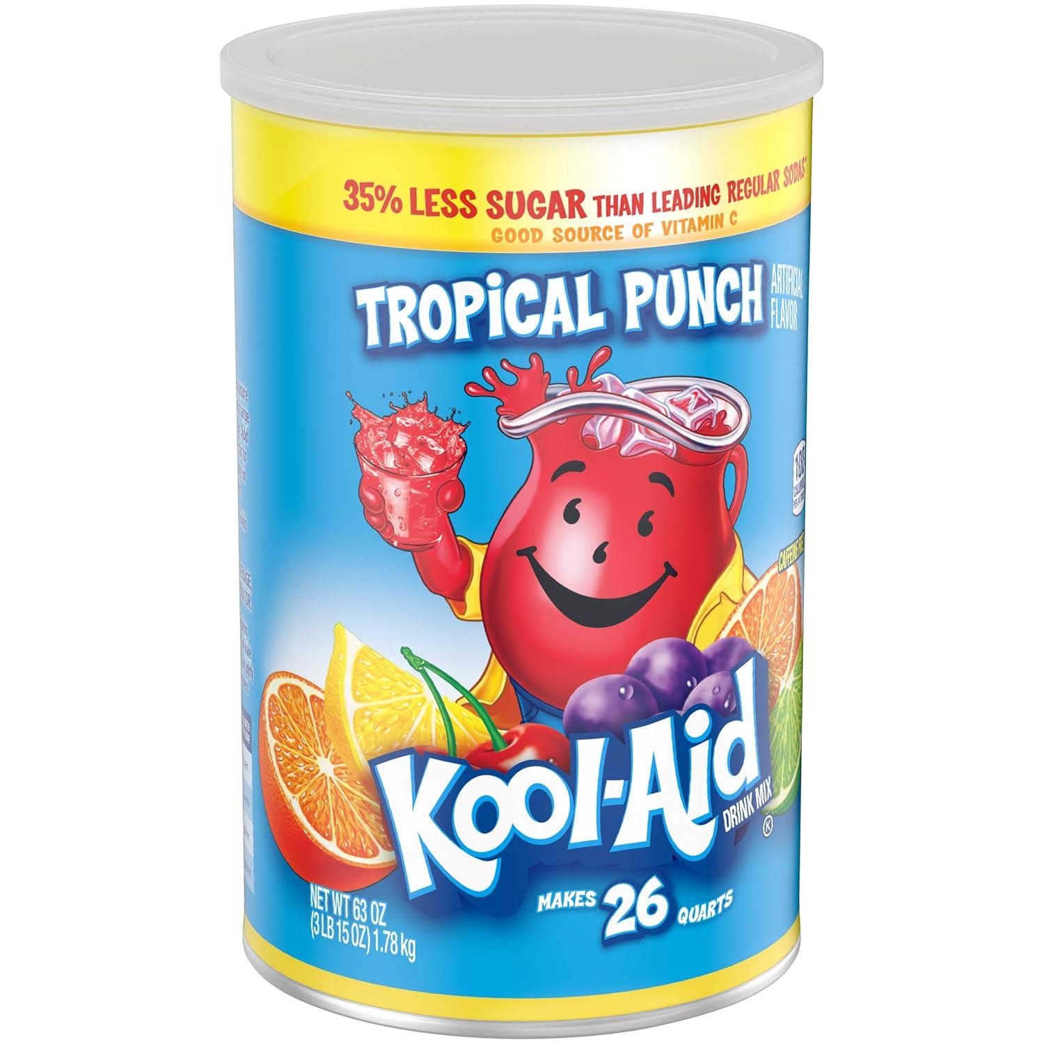 image:imageKoolAid SugarSweetened Cherry Artificially Flavored Powdered Soft Drink Mix 63 oz Pack of 6Tropical Punch