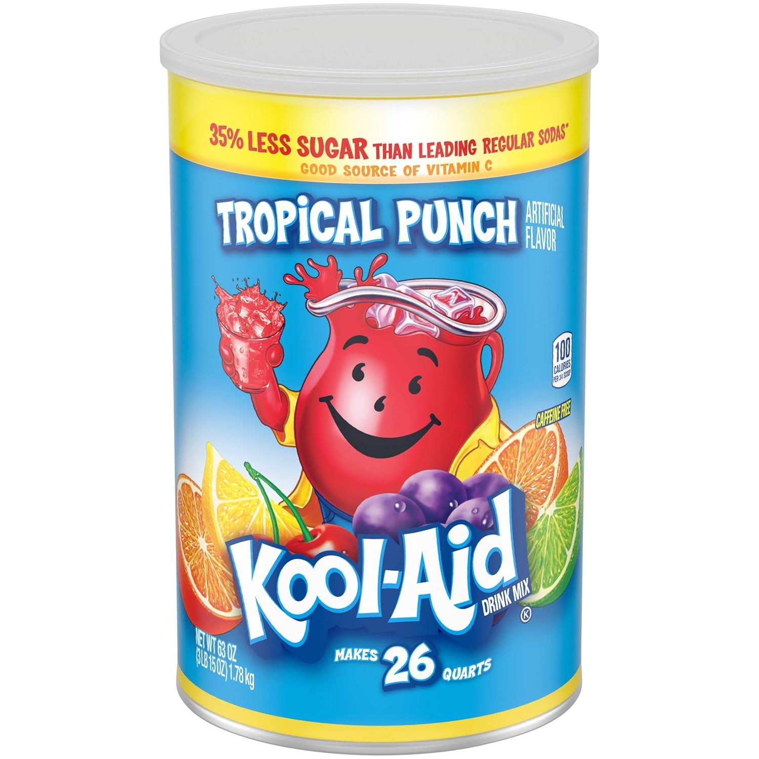 image:imageKoolAid SugarSweetened Cherry Artificially Flavored Powdered Soft Drink Mix 63 oz Pack of 6Tropical Punch