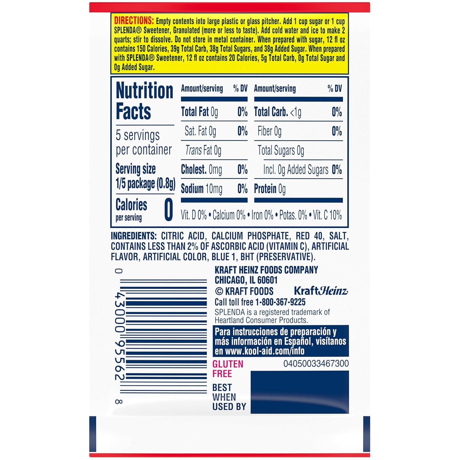 image:imageKoolAid Unsweetened Caffeine Free Cherry Zero Calories Powdered Drink Mix 192 Count Pitcher Packets 48 CountPack of 4