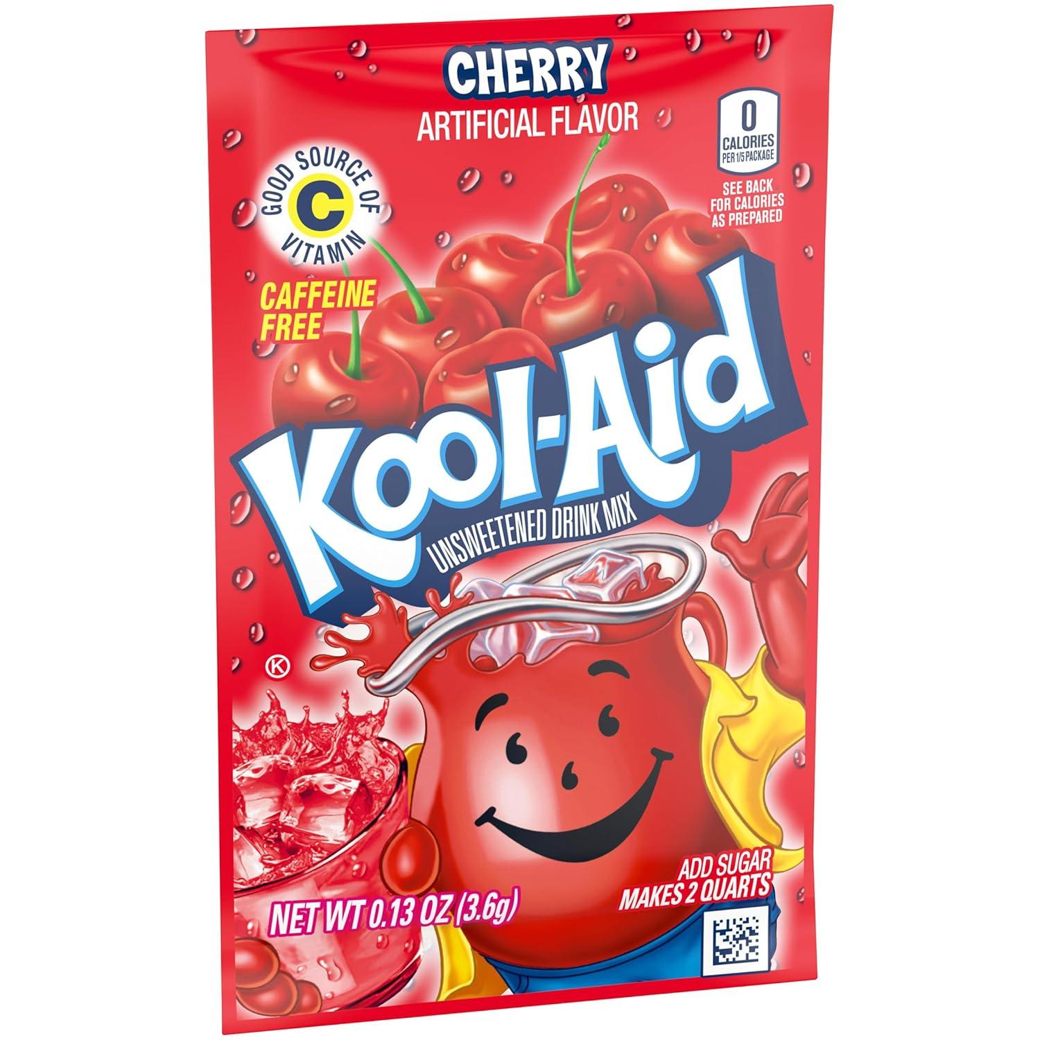 image:imageKoolAid Unsweetened Caffeine Free Cherry Zero Calories Powdered Drink Mix 192 Count Pitcher Packets 48 CountPack of 4