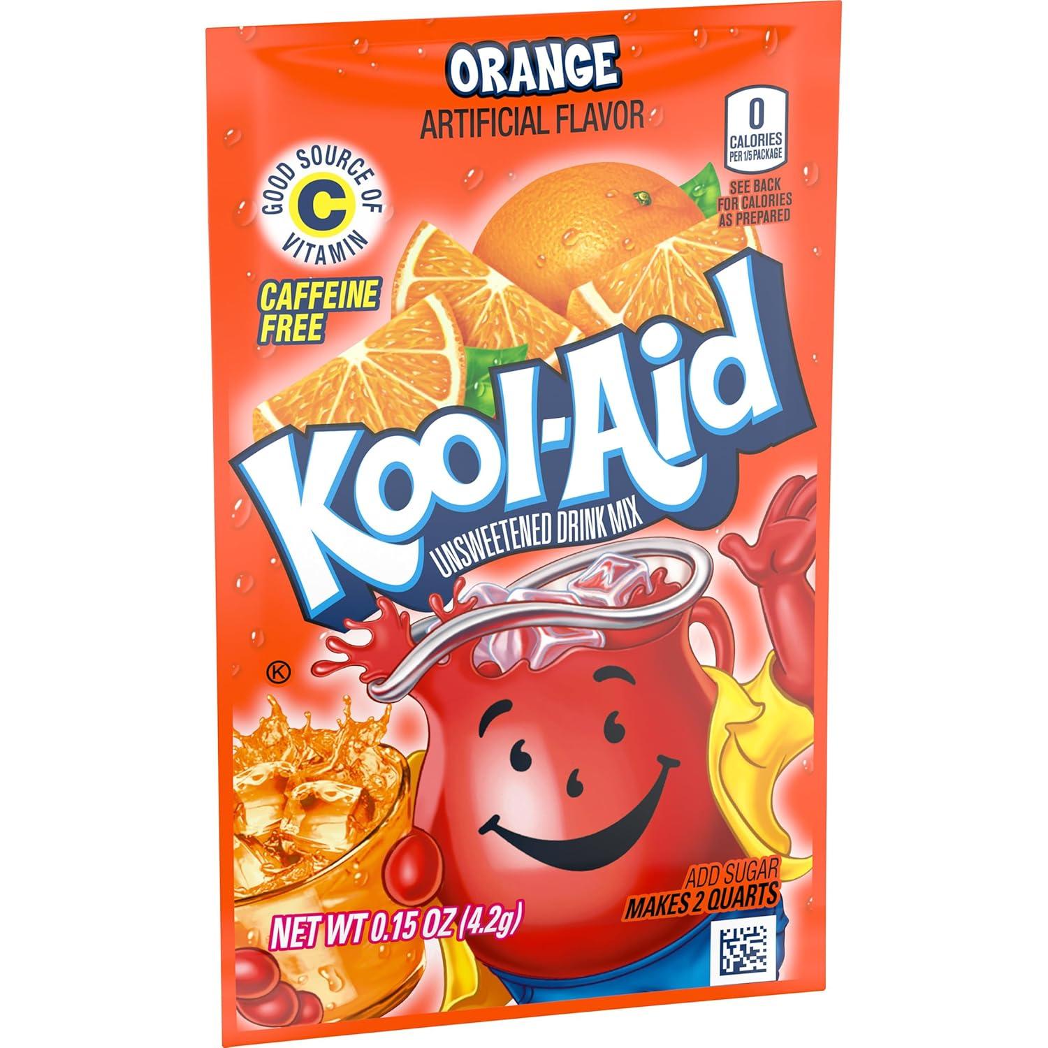 image:imageKoolAid Unsweetened Caffeine Free Orange Zero Calories Powdered Drink Mix 192 Count Pitcher Packets