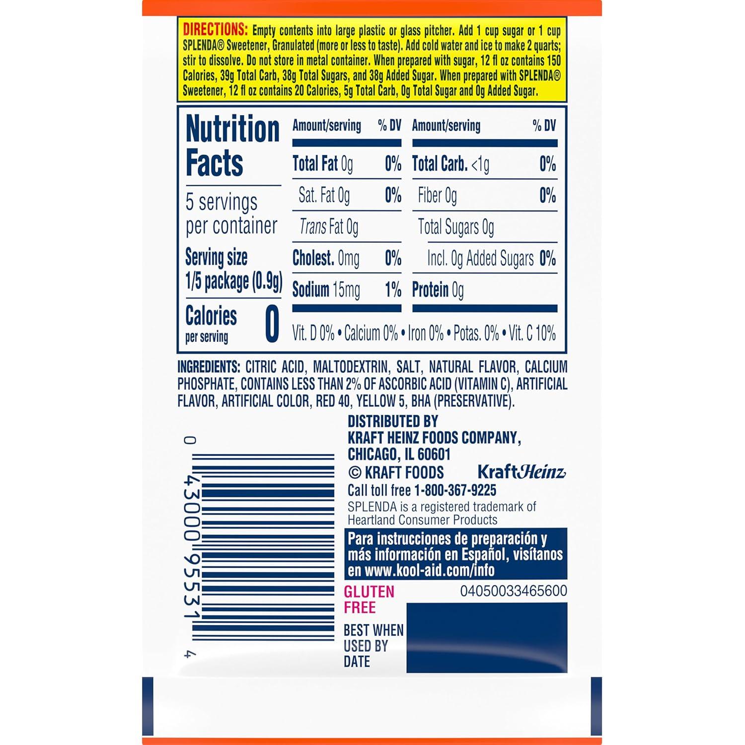 image:imageKoolAid Unsweetened Caffeine Free Orange Zero Calories Powdered Drink Mix 192 Count Pitcher Packets