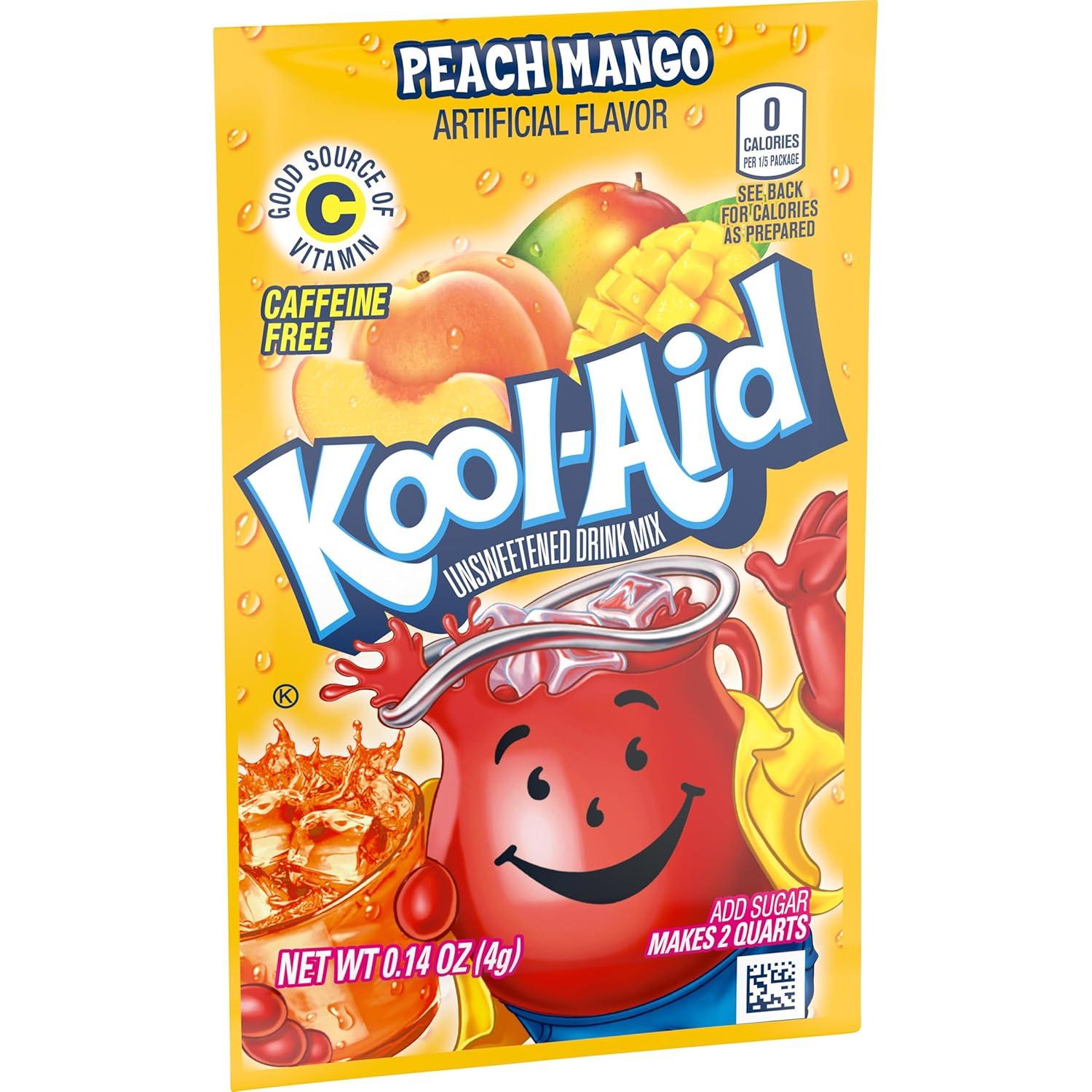 image:imageKoolAid Unsweetened Caffeine Free Peach Mango Zero Calories Powdered Drink Mix 192 Count Pitcher Packets