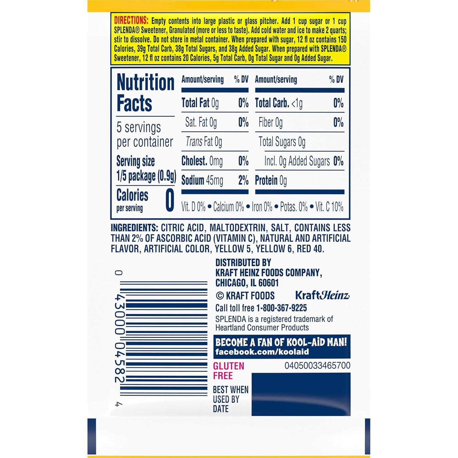 image:imageKoolAid Unsweetened Caffeine Free Peach Mango Zero Calories Powdered Drink Mix 192 Count Pitcher Packets