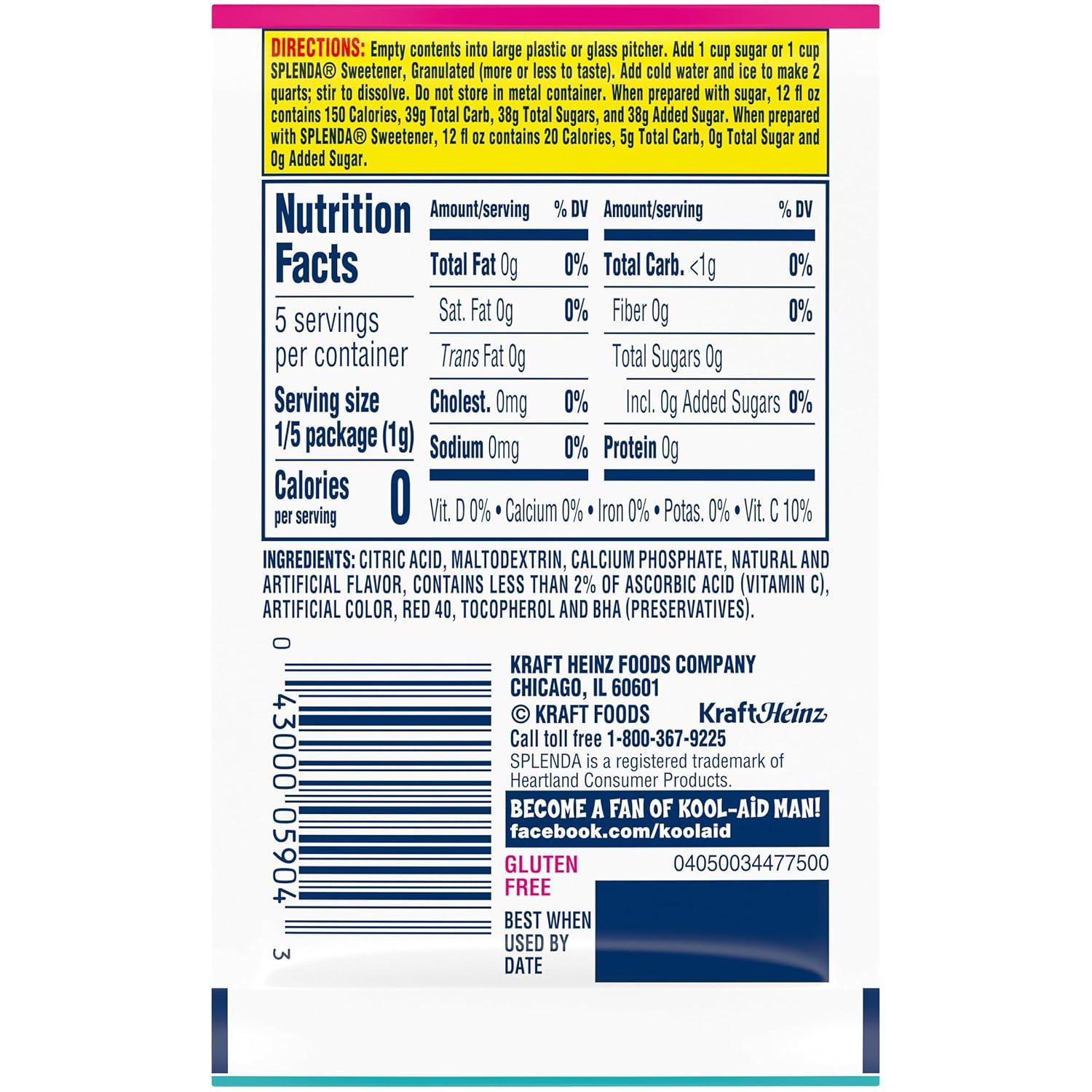 image:imageKoolAid Unsweetened Caffeine Free Strawberry Orange Punch Zero Calories Powdered Drink Mix 192 Count Pitcher Packets