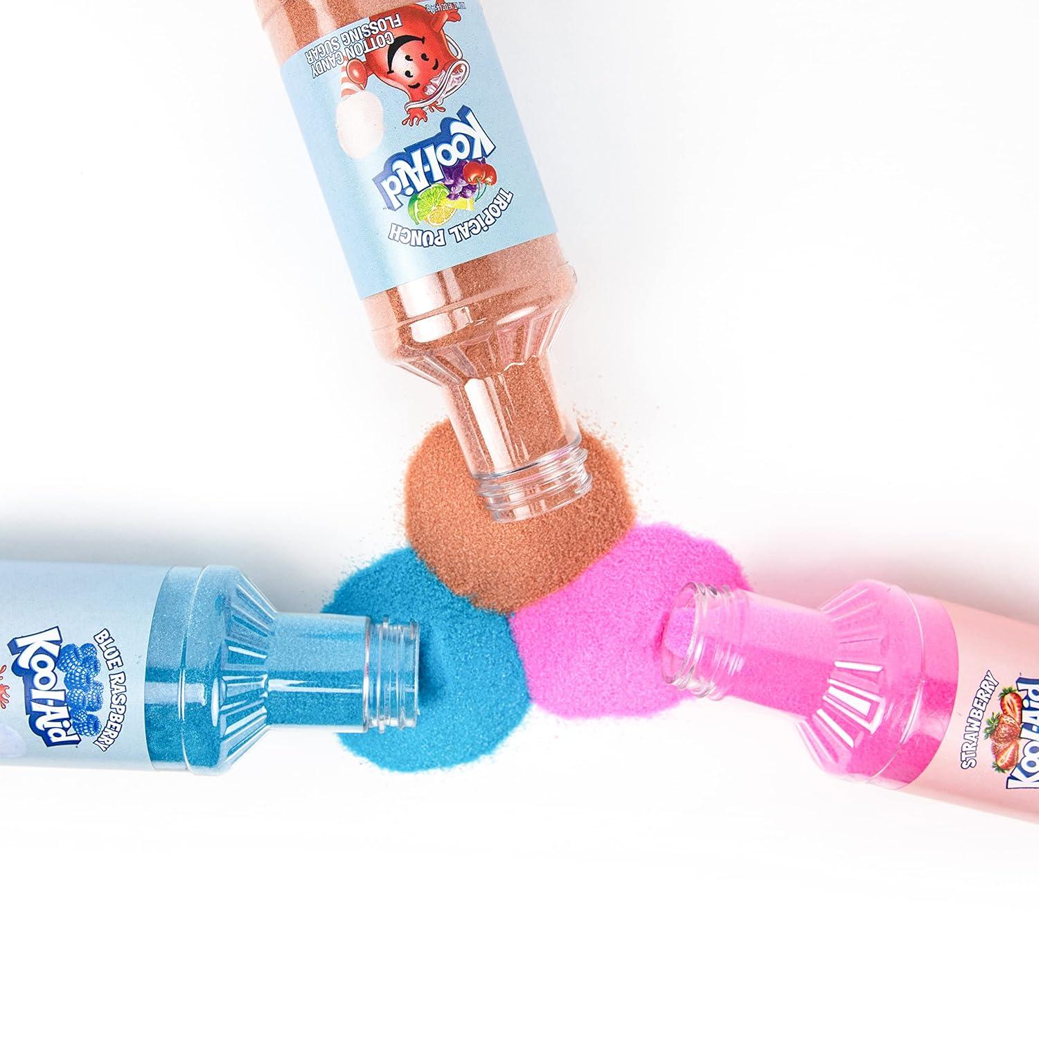 image:imageNostalgia KoolAid Cotton Candy Variety Kit 3 Flossing Sugar Flavors Blue Raspberry Strawberry Tropical Punch 7oz Bottles Compatible with Cotton Candy Makers Party SuppliesBlue Raspberry Strawberry Tropical Punch