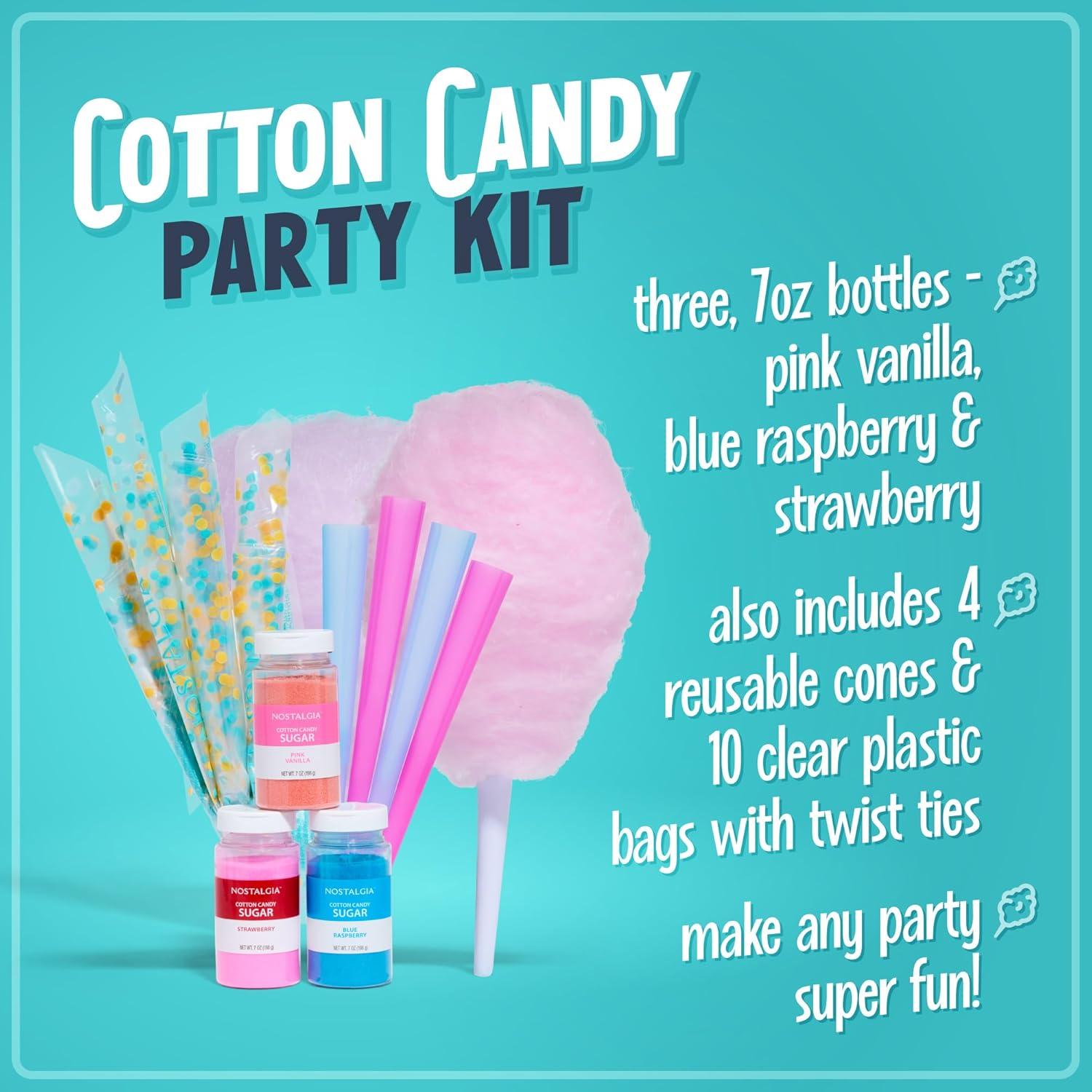 image:imageNostalgia KoolAid Cotton Candy Variety Kit 3 Flossing Sugar Flavors Blue Raspberry Strawberry Tropical Punch 7oz Bottles Compatible with Cotton Candy Makers Party SuppliesCotton Candy Kit