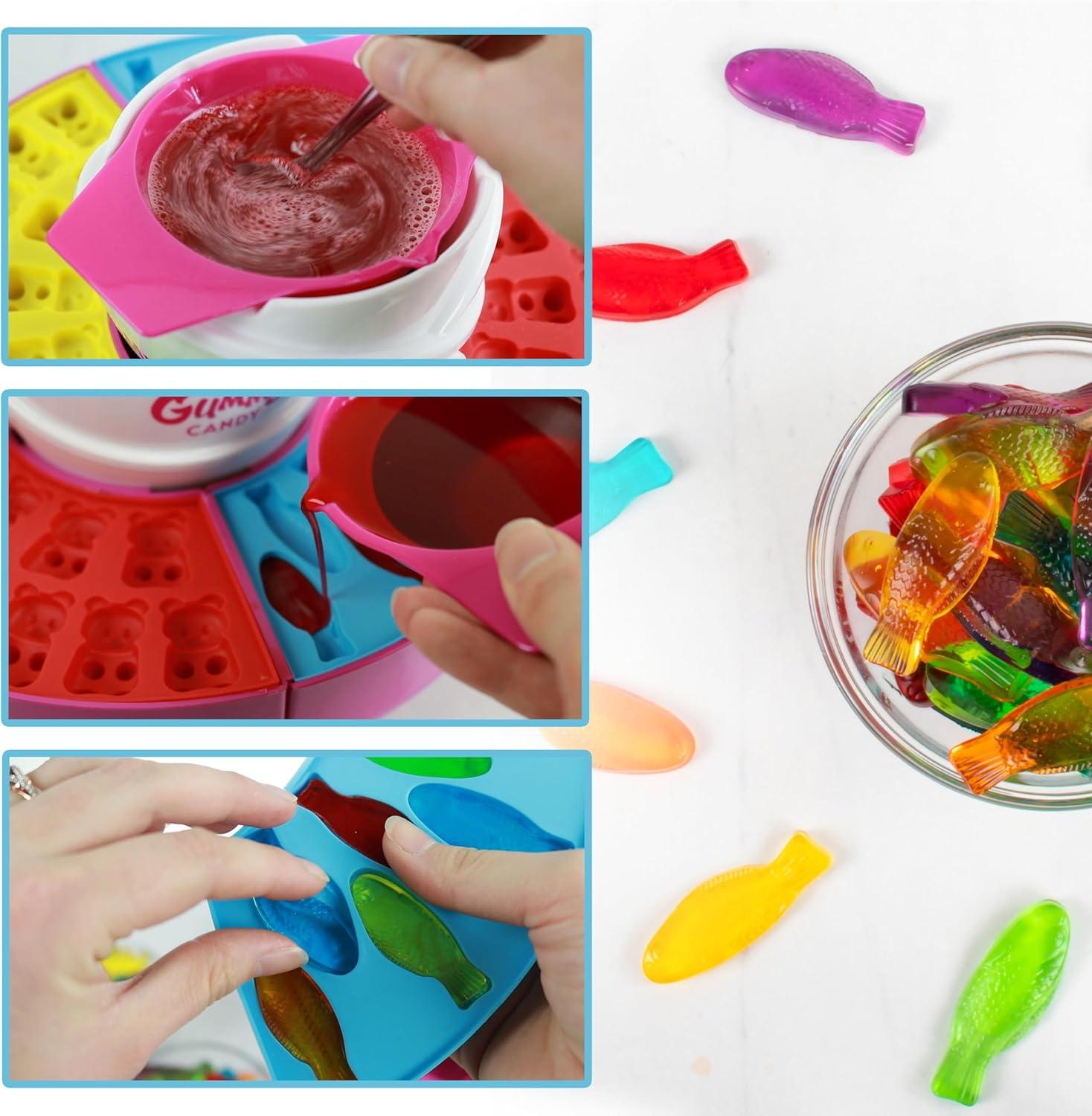 image:imageNostalgia KoolAid Electric Gummy Maker Gummy Candy Machine with 4 Silicone Molds Heated Base amp Melting Pot for Gelatin Mixture RedGummy Maker