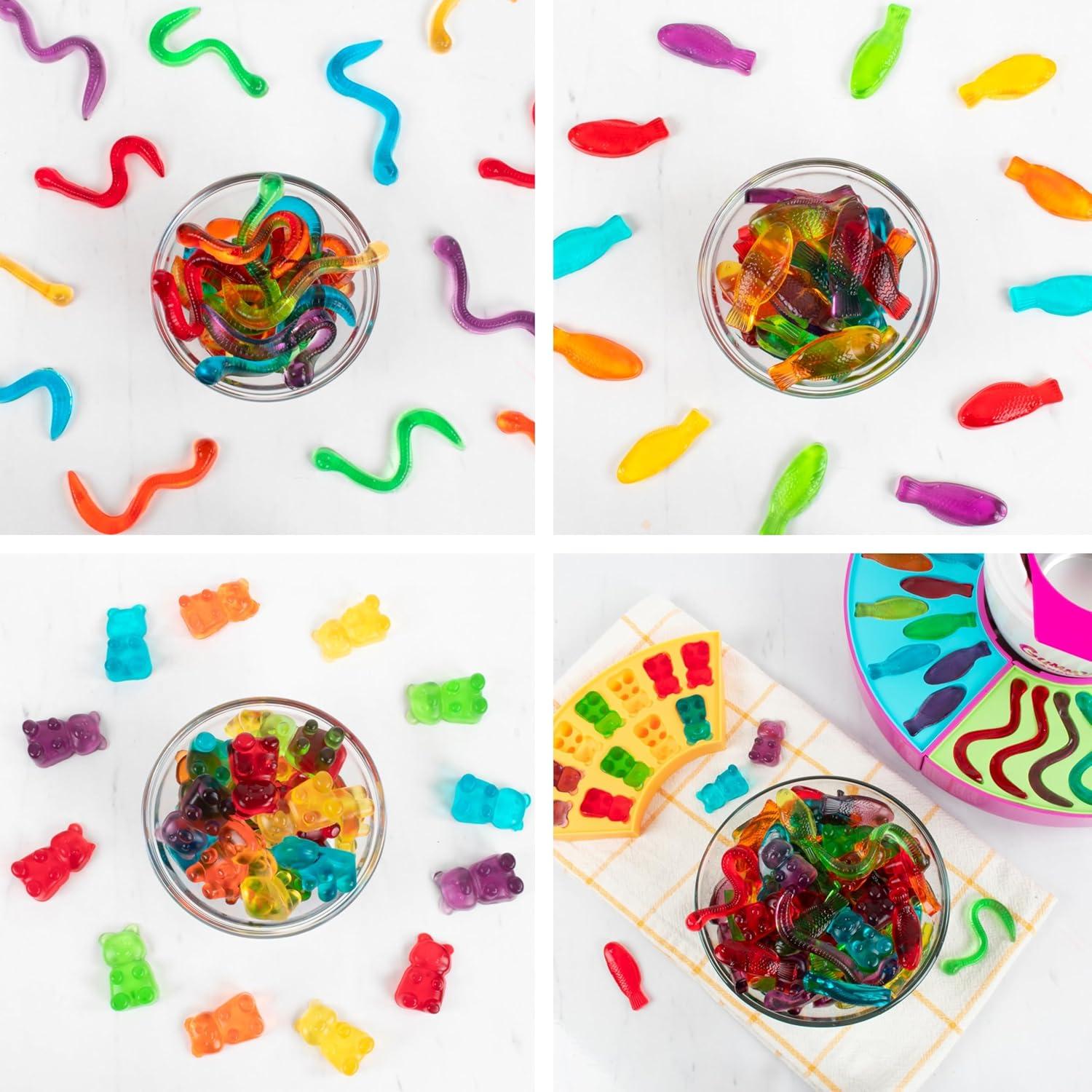 image:imageNostalgia KoolAid Electric Gummy Maker Gummy Candy Machine with 4 Silicone Molds Heated Base amp Melting Pot for Gelatin Mixture RedGummy Maker