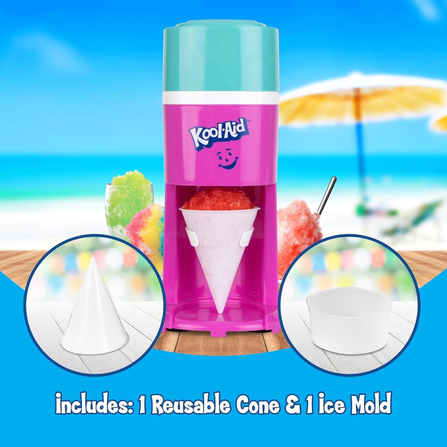 image:imageNostalgia KoolAid Shave Ice amp Snow Cone Maker Includes Reusable Cup and Two Ice Molds Stainless Steel Blades Makes Margaritas Frozen Cocktails Slushies RedSharkleberry