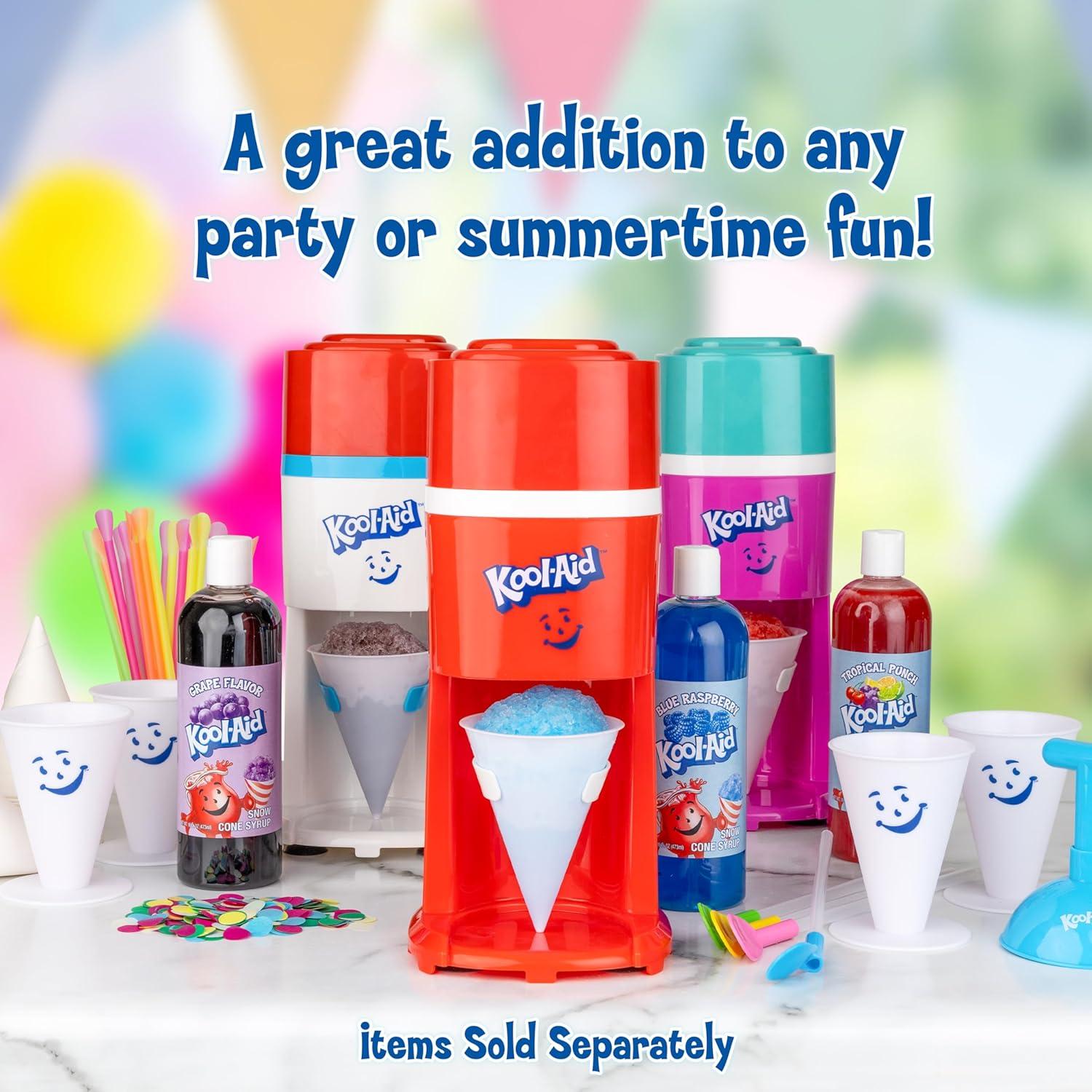 image:imageNostalgia KoolAid Shave Ice amp Snow Cone Maker Includes Reusable Cup and Two Ice Molds Stainless Steel Blades Makes Margaritas Frozen Cocktails Slushies RedSharkleberry