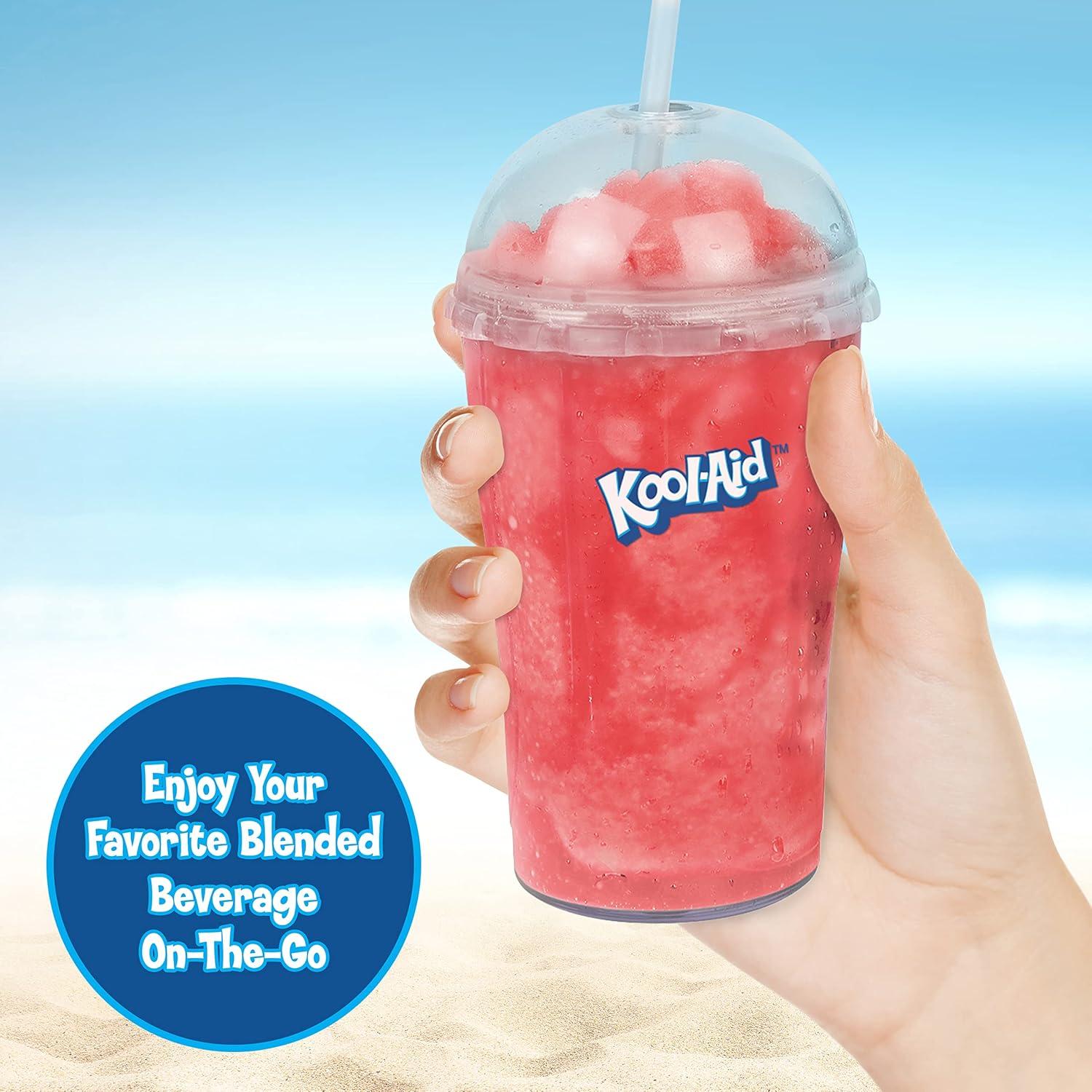 image:imageNostalgia KoolAid Slush N Go Personal Blender for Smoothies Slushies Shakes and Fruit Blends Includes Two 15 Oz Travel Bottles Cup Lid and Reusable Straw BlueKoolAid Blender