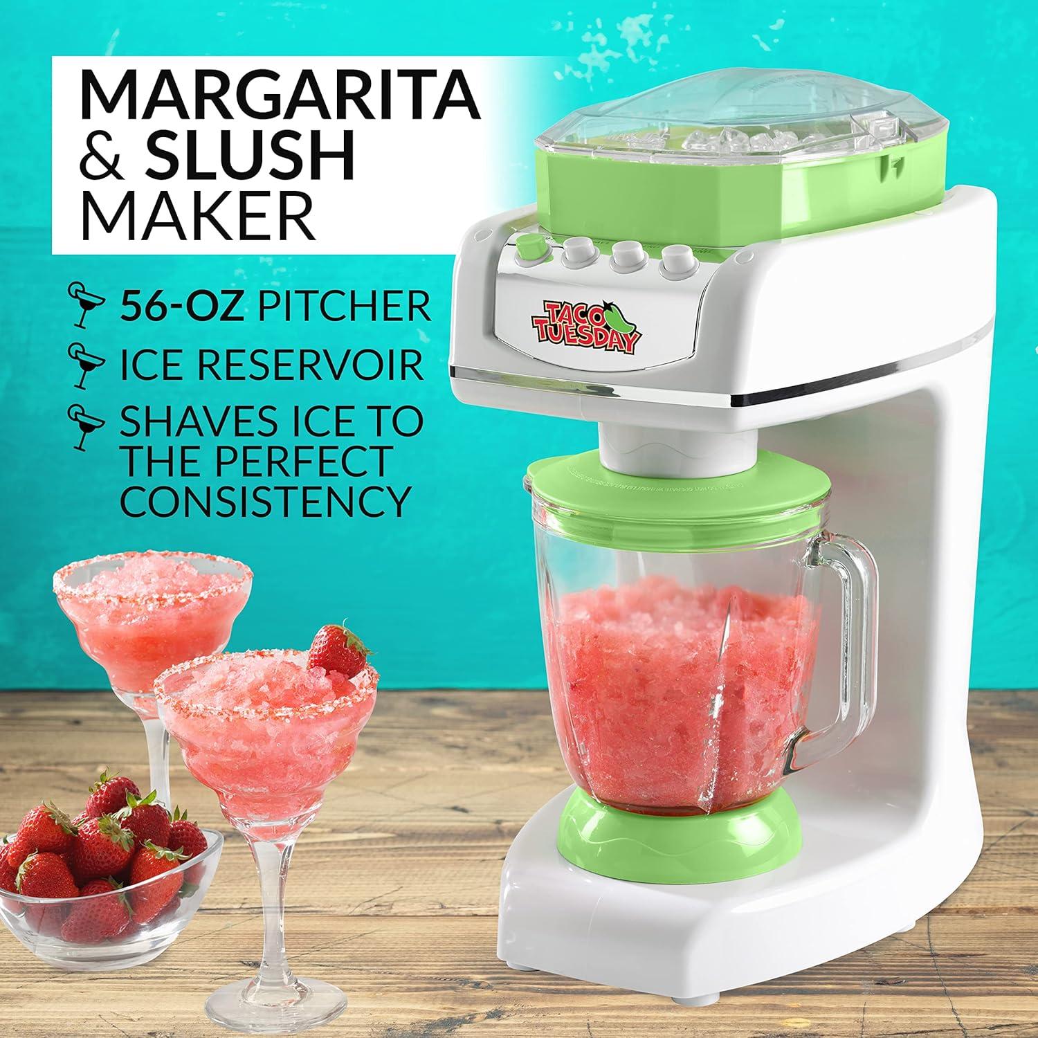 image:imageNostalgia KoolAid Slush N Go Personal Blender for Smoothies Slushies Shakes and Fruit Blends Includes Two 15 Oz Travel Bottles Cup Lid and Reusable Straw BlueTaco Tuesday Margarita Machine Green