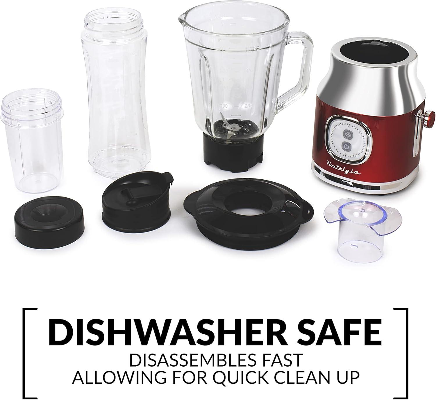 image:imageNostalgia KoolAid Slush N Go Personal Blender for Smoothies Slushies Shakes and Fruit Blends Includes Two 15 Oz Travel Bottles Cup Lid and Reusable Straw BlueRed Blender