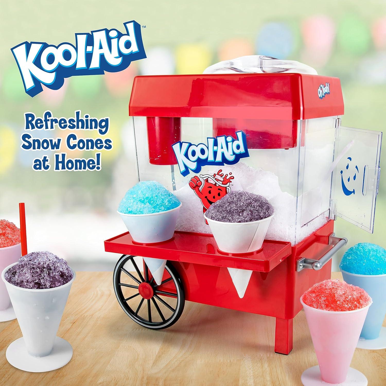 image:imageNostalgia KoolAid Snow Cone Shaved Ice Machine Retro TableTop Slushie Machine Makes 20 Icy Treats Includes 2 Reusable Plastic Cups amp Ice Scoop RedKoolAid Red