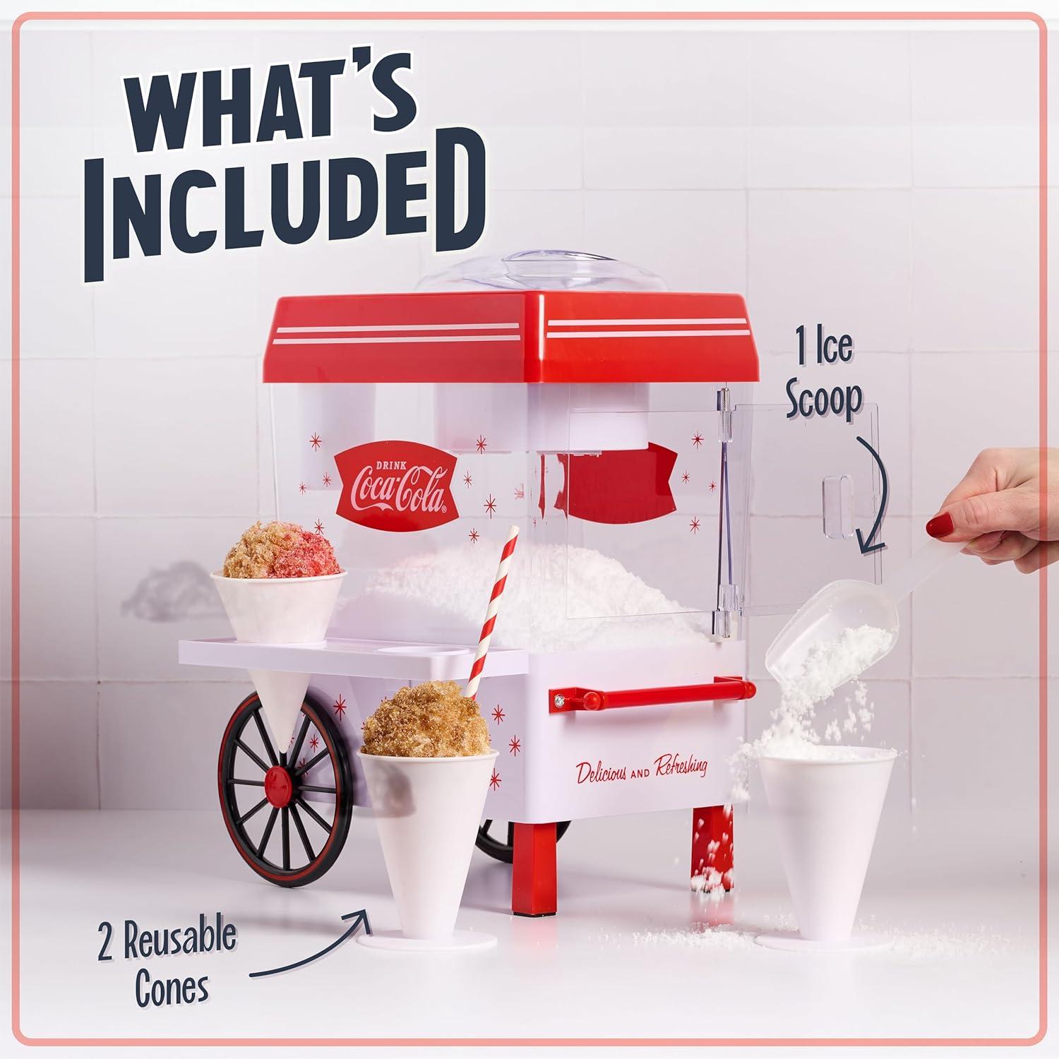 image:imageNostalgia KoolAid Snow Cone Shaved Ice Machine Retro TableTop Slushie Machine Makes 20 Icy Treats Includes 2 Reusable Plastic Cups amp Ice Scoop RedCocaCola