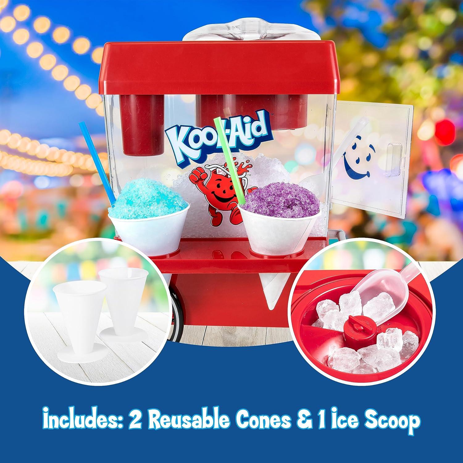 image:imageNostalgia KoolAid Snow Cone Shaved Ice Machine Retro TableTop Slushie Machine Makes 20 Icy Treats Includes 2 Reusable Plastic Cups amp Ice Scoop RedKoolAid Red