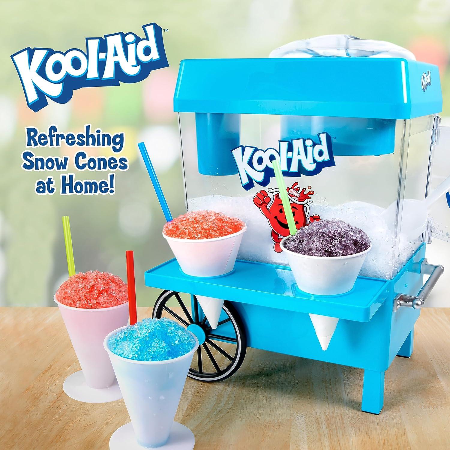 image:imageNostalgia KoolAid Snow Cone Shaved Ice Machine Retro TableTop Slushie Machine Makes 20 Icy Treats Includes 2 Reusable Plastic Cups amp Ice Scoop RedKoolAid Blue