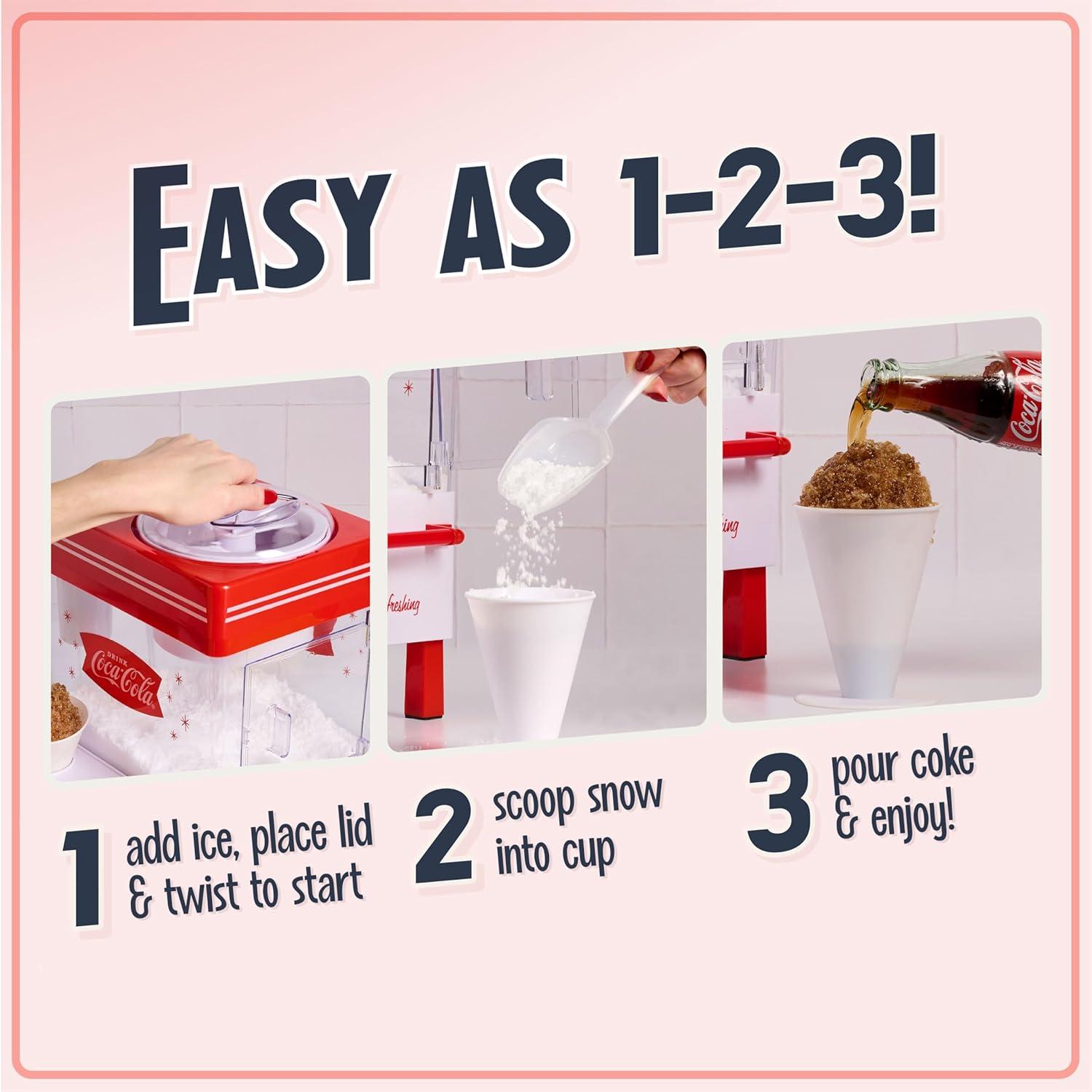 image:imageNostalgia KoolAid Snow Cone Shaved Ice Machine Retro TableTop Slushie Machine Makes 20 Icy Treats Includes 2 Reusable Plastic Cups amp Ice Scoop RedCocaCola