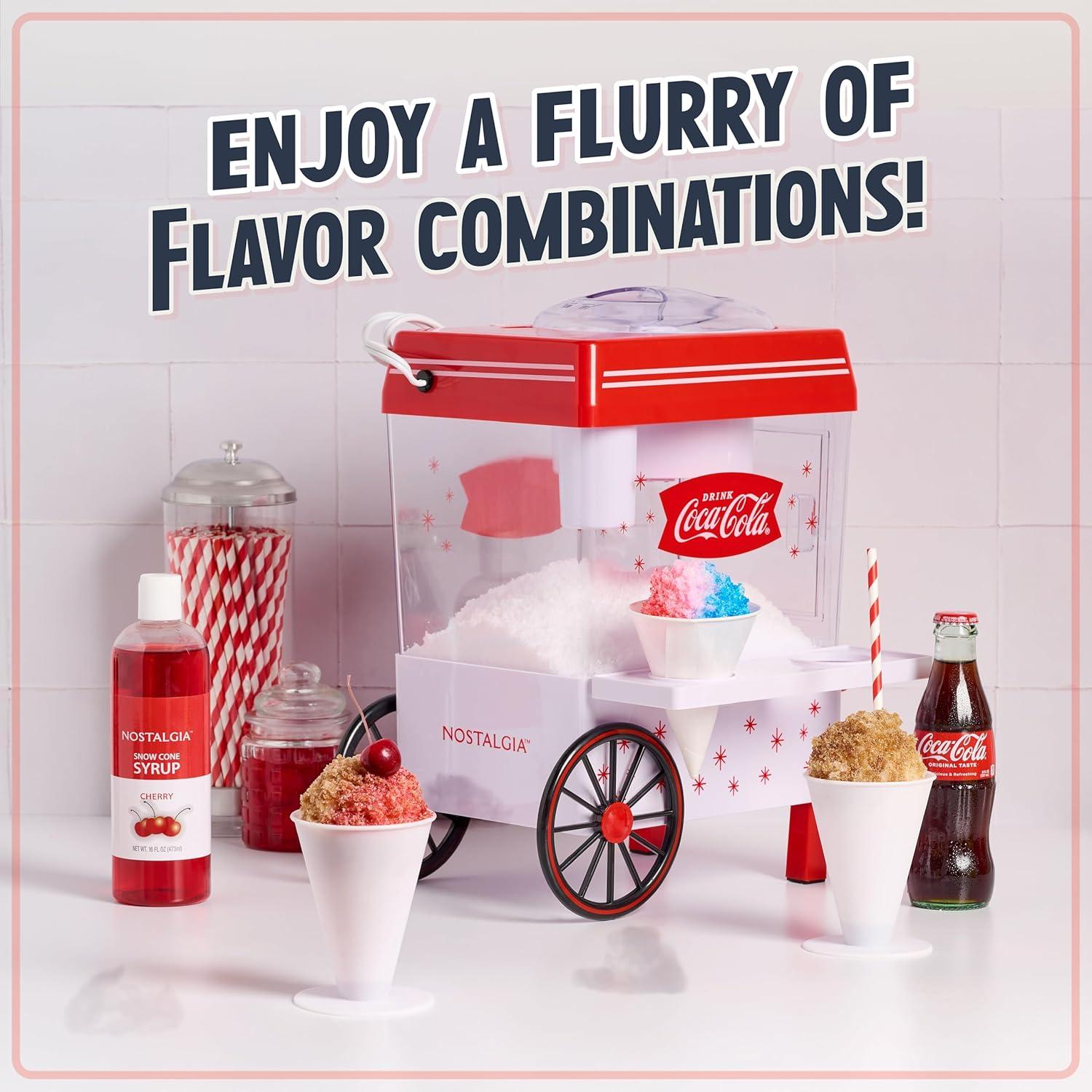 image:imageNostalgia KoolAid Snow Cone Shaved Ice Machine Retro TableTop Slushie Machine Makes 20 Icy Treats Includes 2 Reusable Plastic Cups amp Ice Scoop RedCocaCola